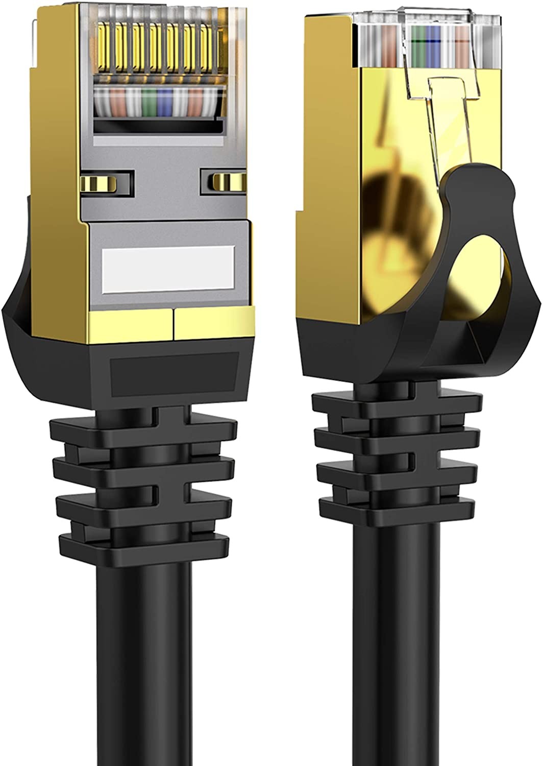 Cat 7 Ethernet Cable 100 ft LAN Cable Internet Network Cord for PS4, Xbox, Router, Modem, Gaming, White Flat Shielded 10 Gigabit RJ45 High Speed Computer Patch Wire.