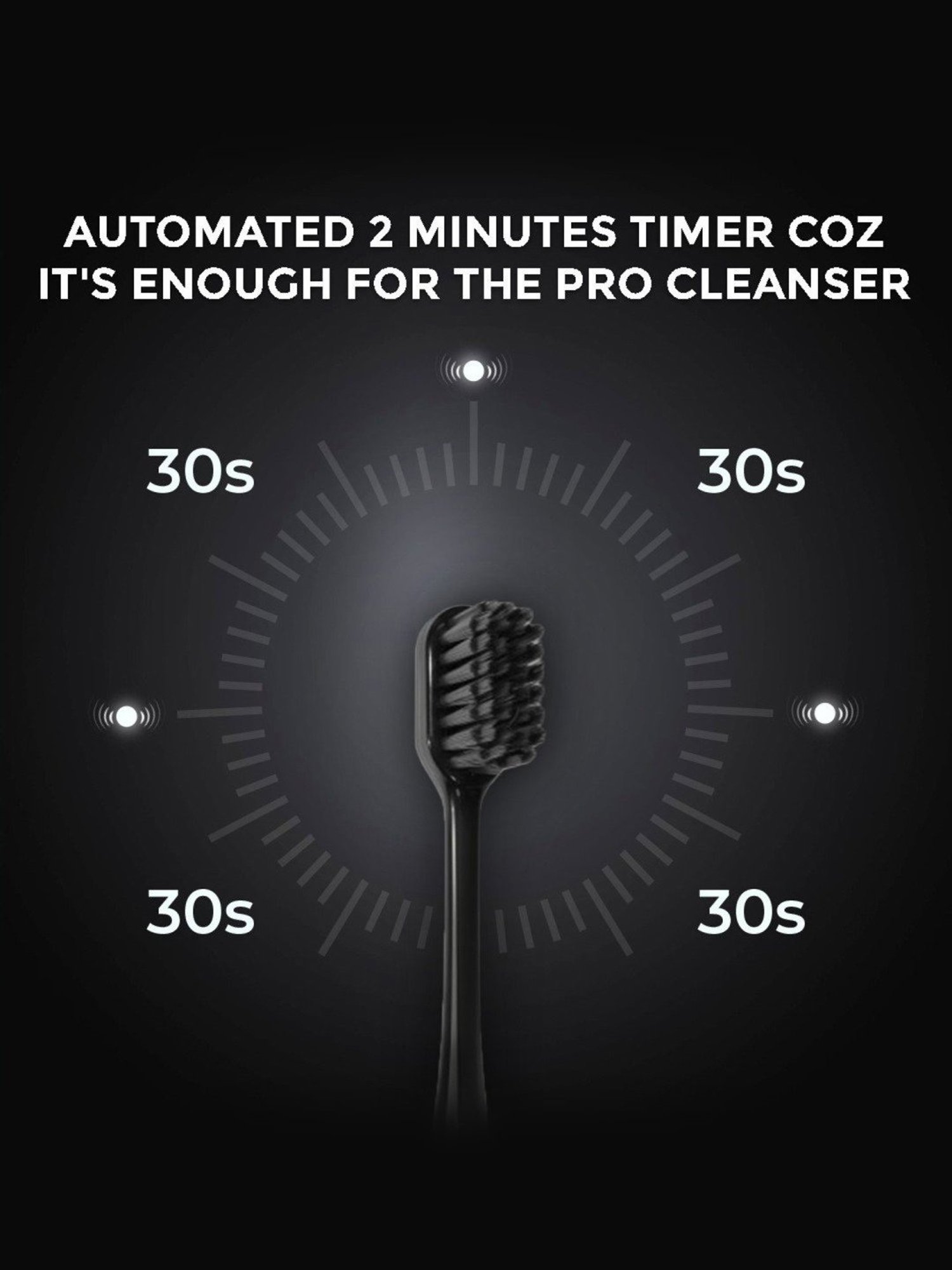 Winston Sonic Electric Toothbrush with Charcoal Bristles AAA Battery Operated (Black)