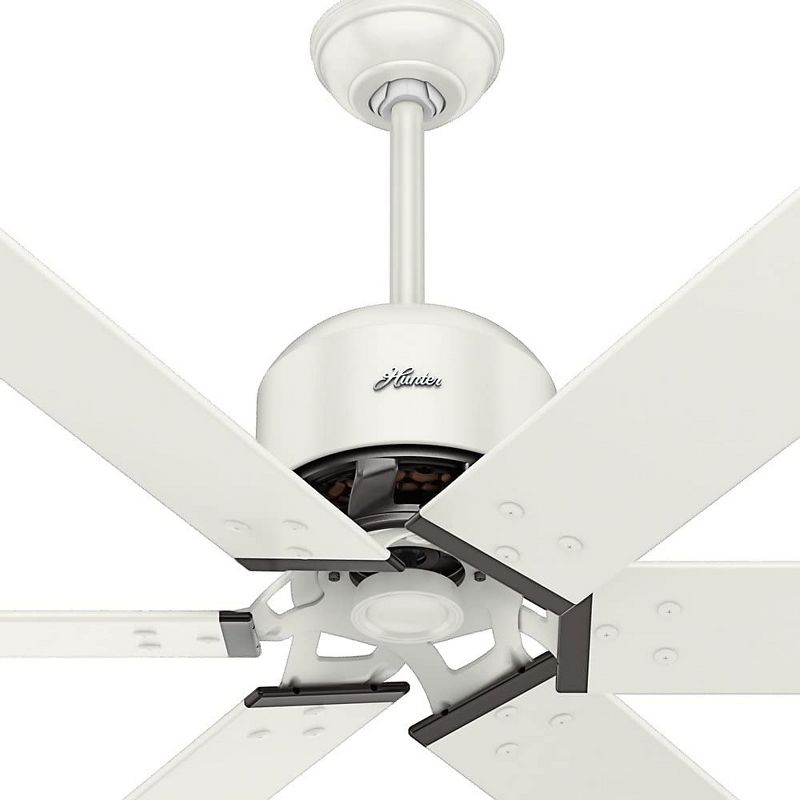 Hunter Fan Company 59132 96 Inch 6 Blade Multi Speed Quiet Indoor or Outdoor Home Industrial Ceiling Fan with Single Knob Wall Control, Fresh White