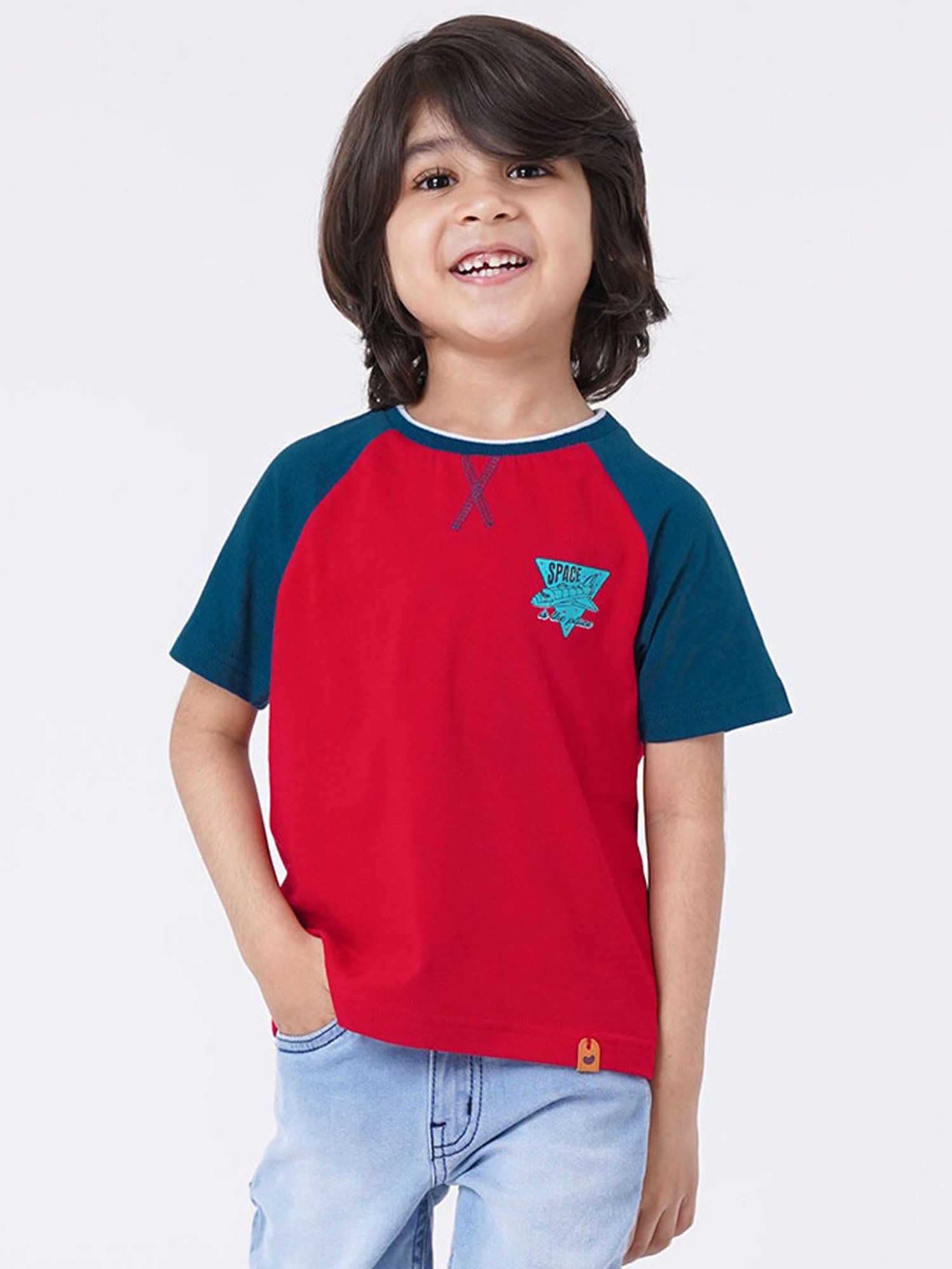 Ed-a-Mamma Boys Red Color Block  T-Shirt
