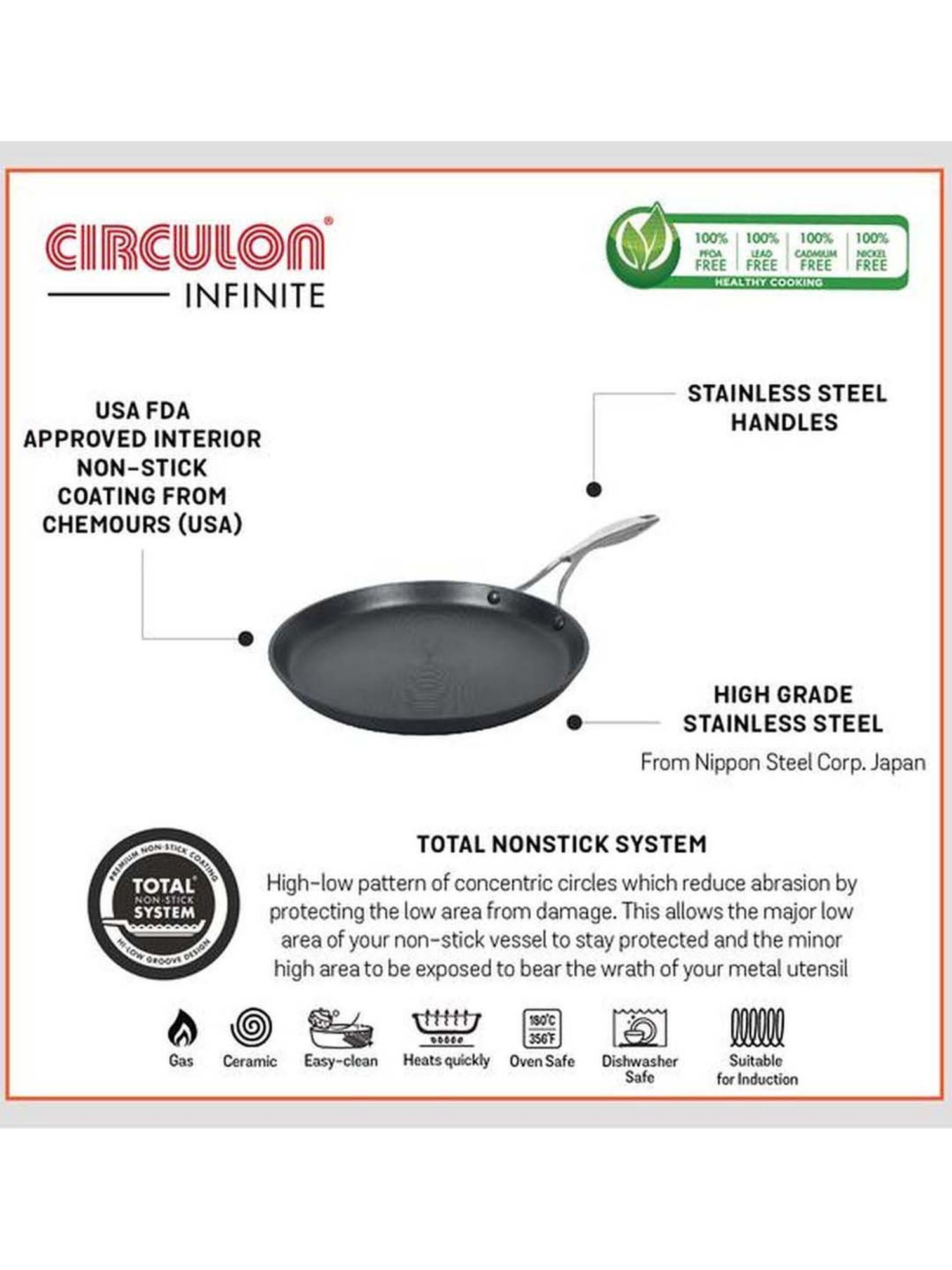Circulon Non-Stick Hard Anodized Flat Tawa, 32 Cm