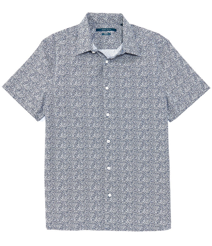 Perry Ellis Squiggle Print Stretch Short-Sleeve Woven Shirt