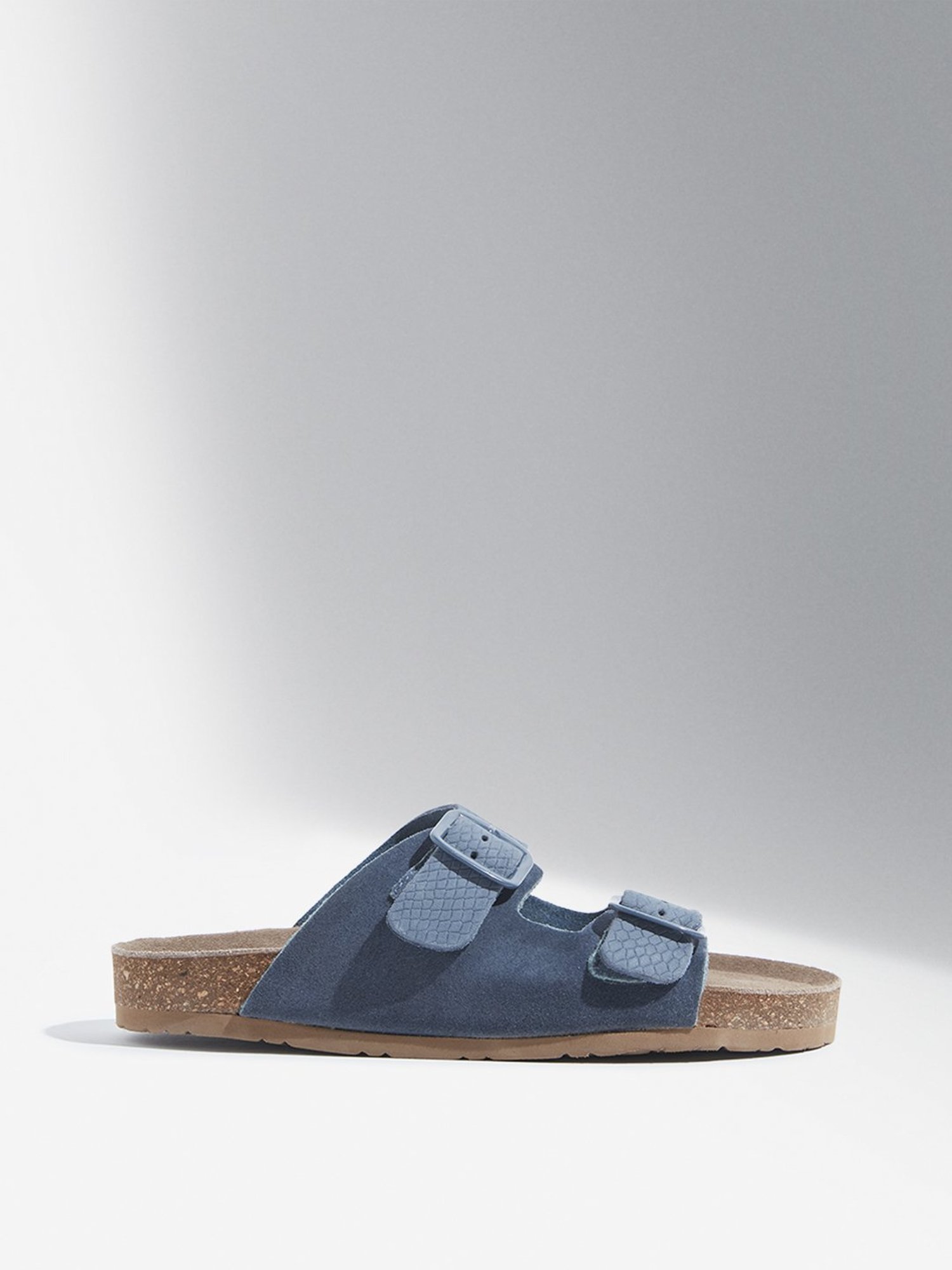 LUNA BLU by Westside Blue Textured Slip-On Sandals