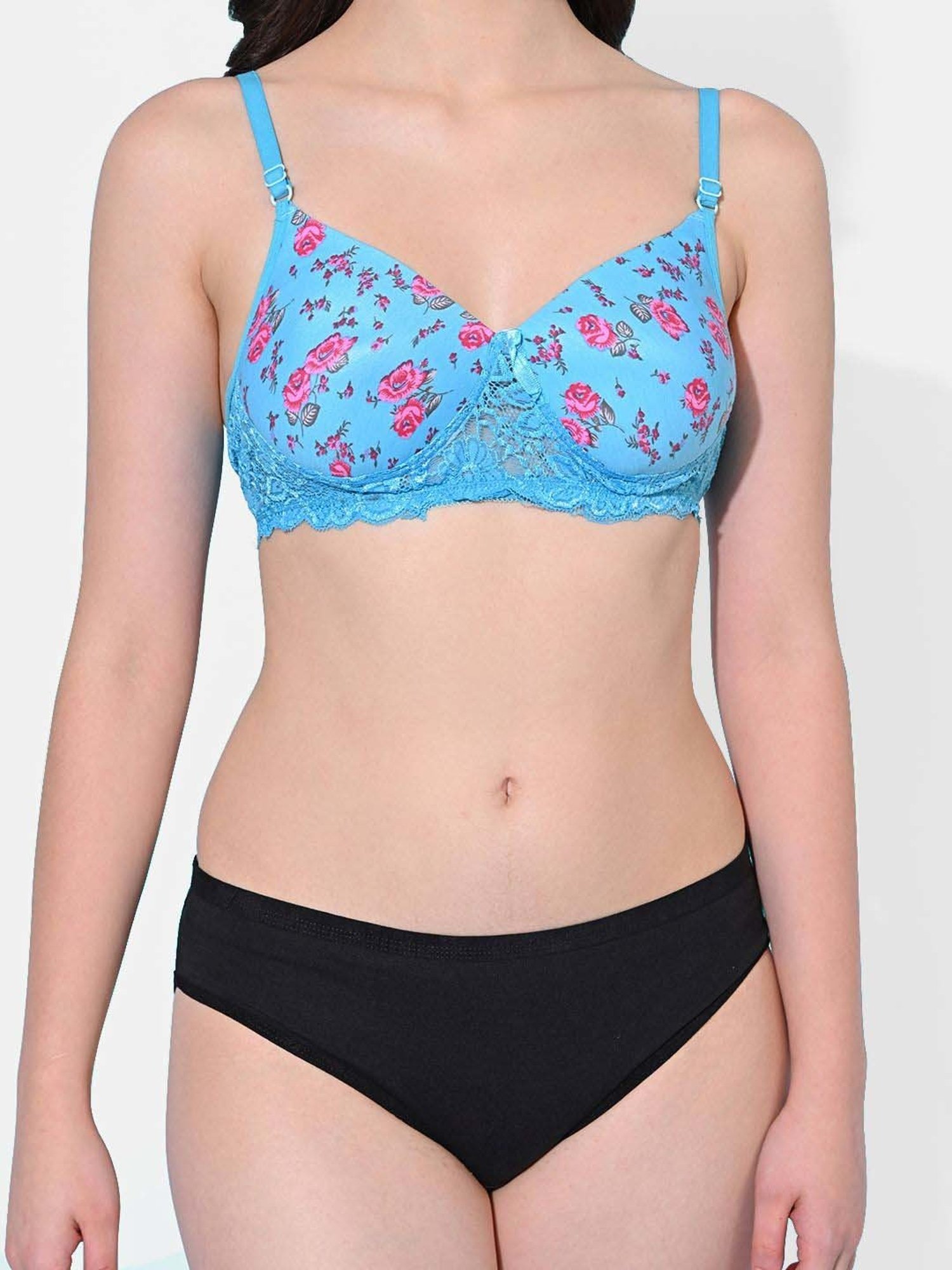 mod & shy Pink Self Pattern Lingerie Set