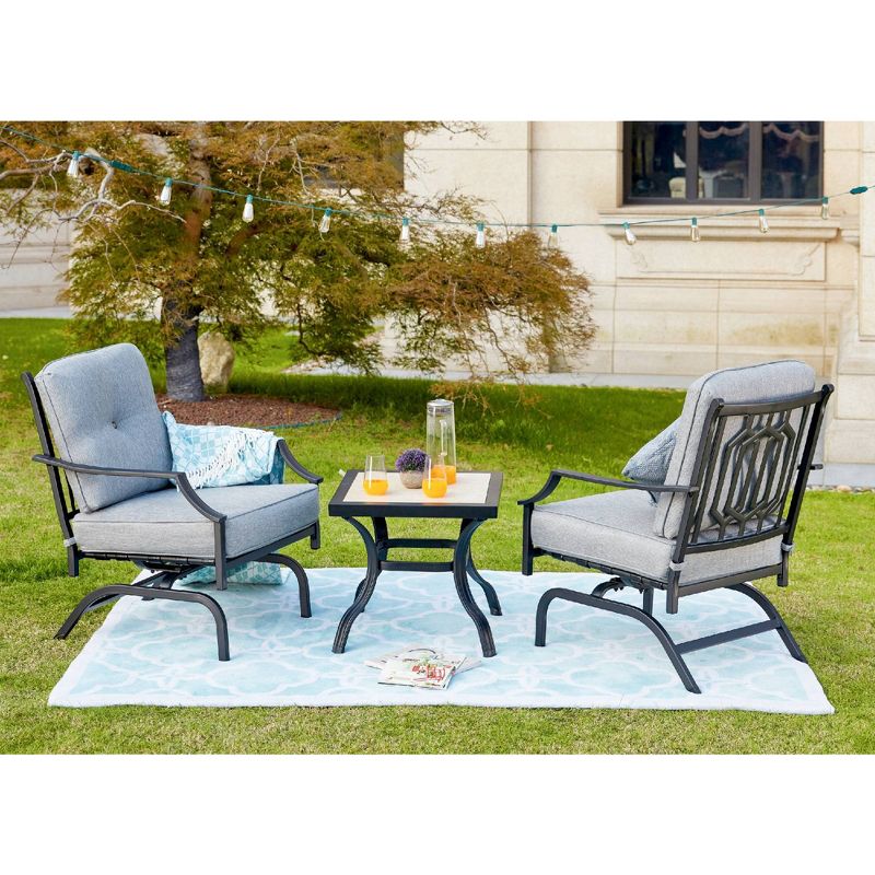 3pc Steel Patio Seating Sets Gray - Lokatse