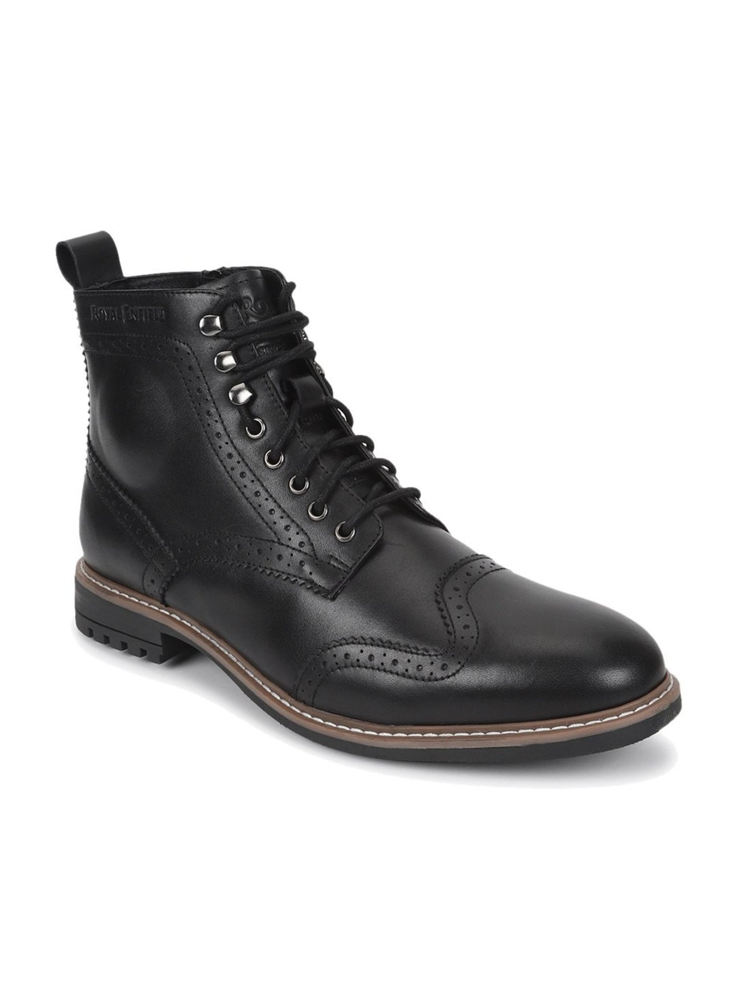 Royal Enfield Men's TORQUE Black Brogue Boots