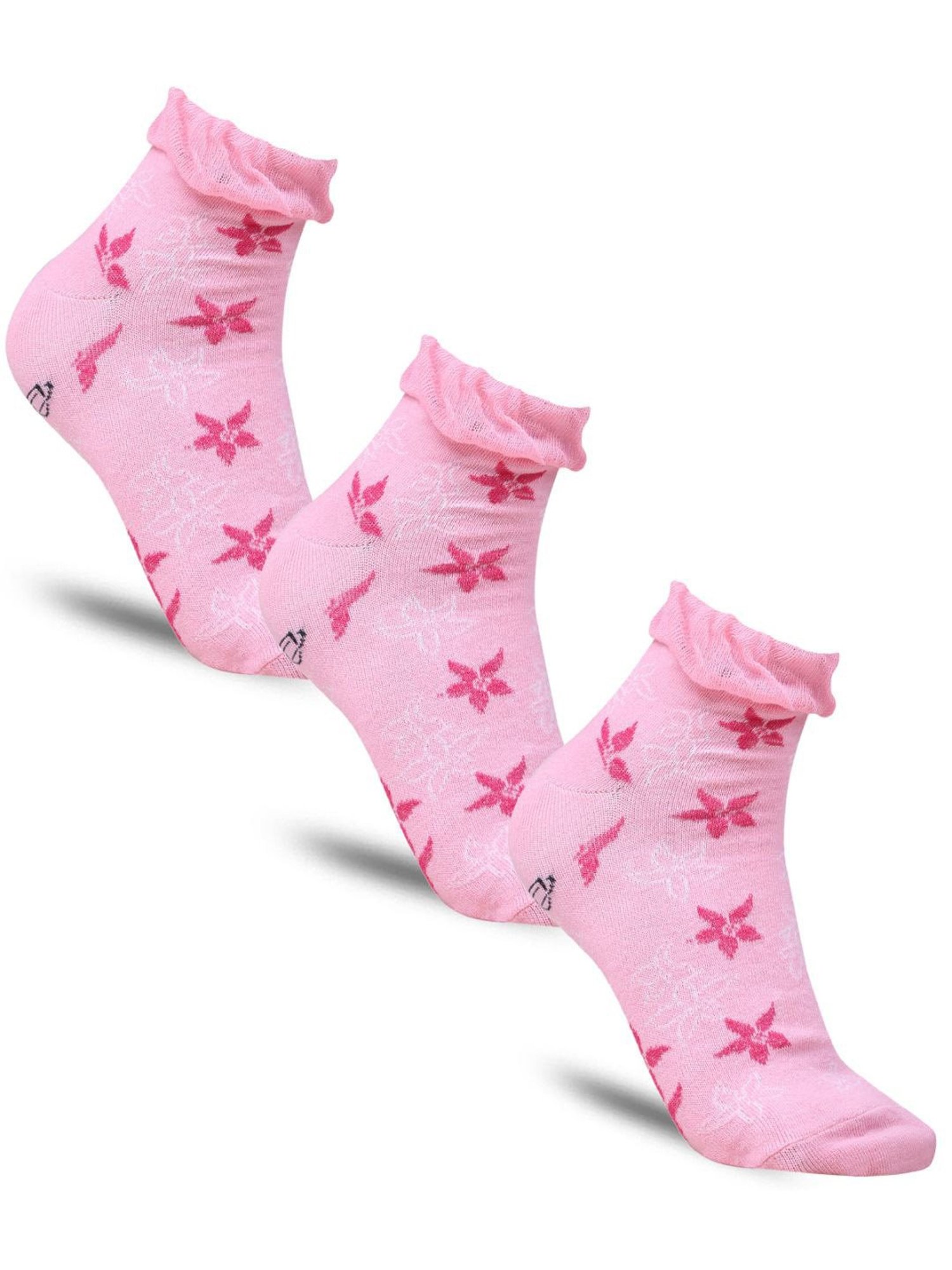 Dollar Pink Printed Casual Ankle Length Socks - Pack of 3