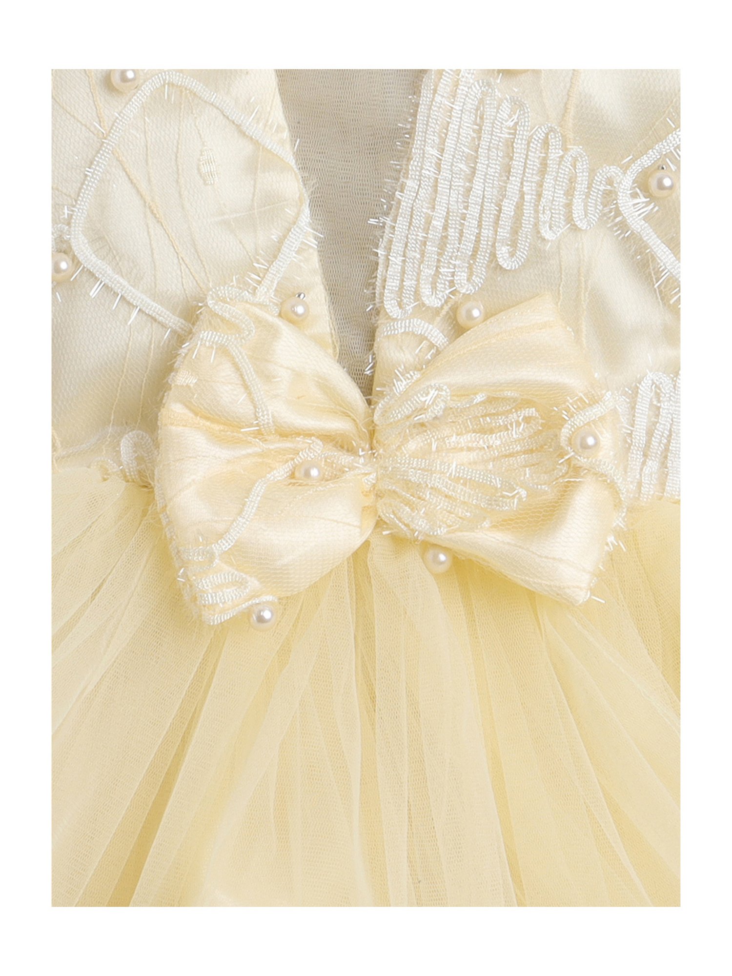 Many Frocks Kids Cream Embellished Dress