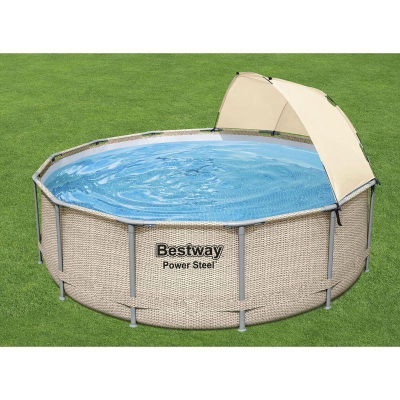 Bestway 5614UE 13 Foot x 42 Inches Power Steel Frame Above Ground Swimming Pool Set with Filter Pump, Ladder, Cover, Canopy, and Chemical Dispenser