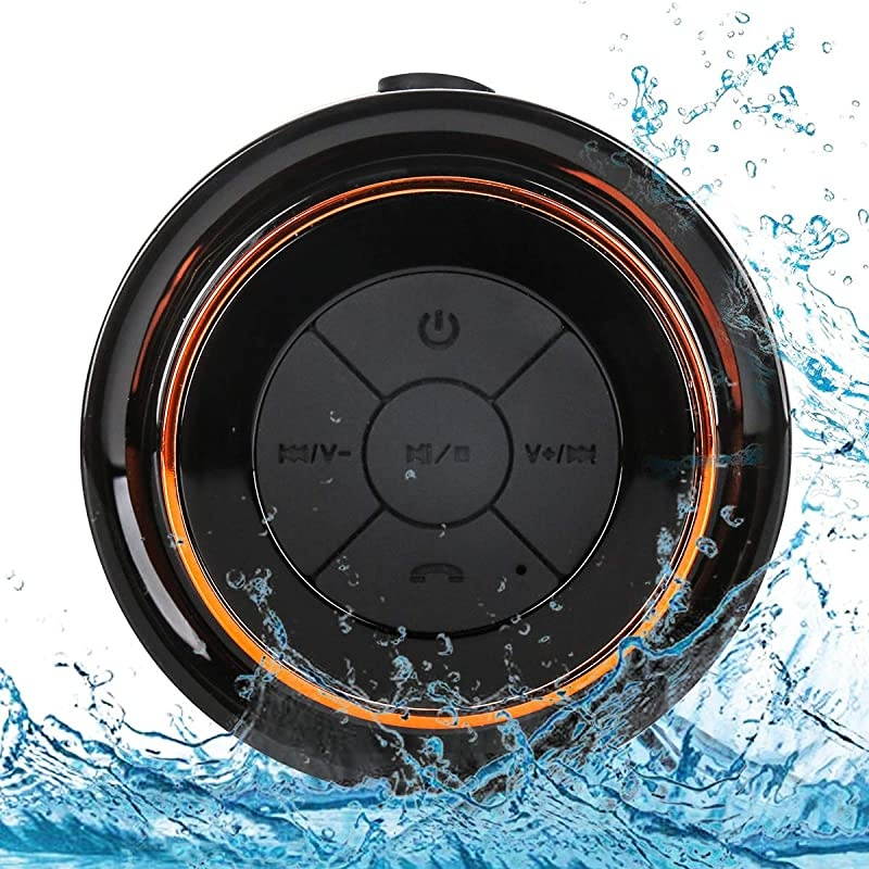 Bluetooth Shower Speakers  Portable Wireless Waterproof Speaker with FM Radio amp Suction Cup Pairs Easily to Your Bluetooth Devices Phones Tablets Computer Black amp Orange