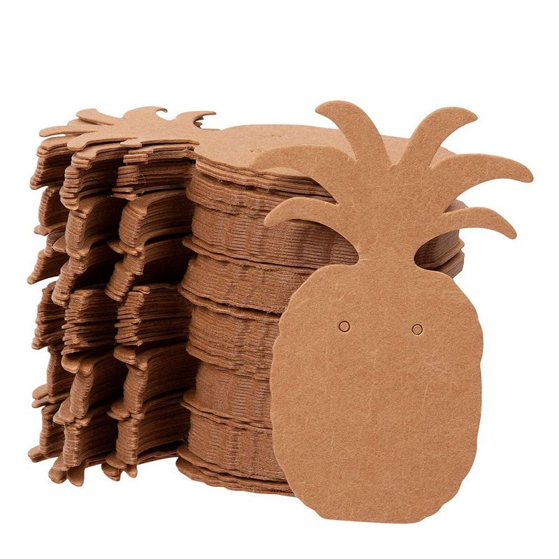 Genie Crafts Earring Cards 300-Pack Earring Card Holder Pineapple Shaped Kraft Paper Jewelry Display Cards for Earrings Ear Studs Brown 1.75x2.5 Inch