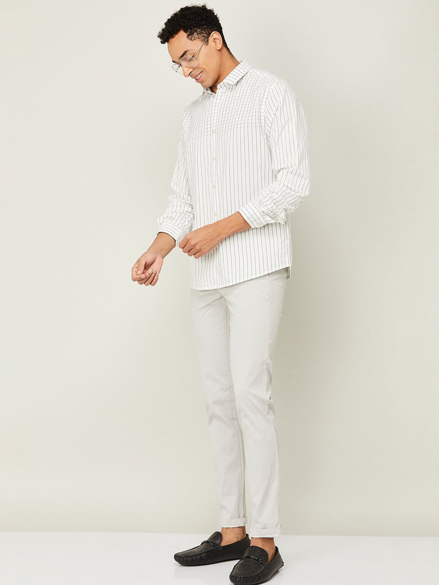Melange by Lifestyle White Regular Fit Check Shirt