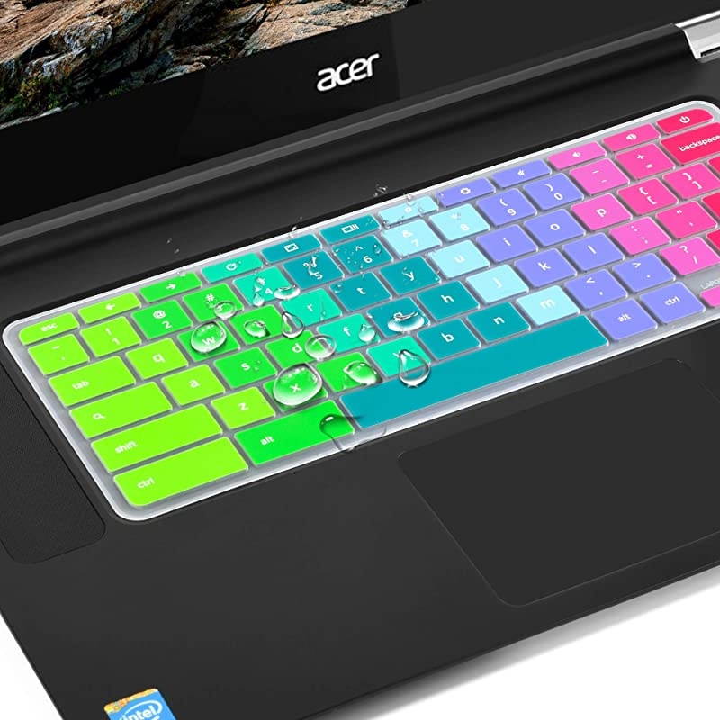 Pack]Keyboard Cover Skin compatible Acer chromebook R11 11.6 inch CB3-131 CB3-13,CB5-13T,CB3-131,Chromebook R 13 keyboard cover, CB5-31T,Chromebook 15,CB3-531 CB3-53CB5-571 C910,Rainbow+clear