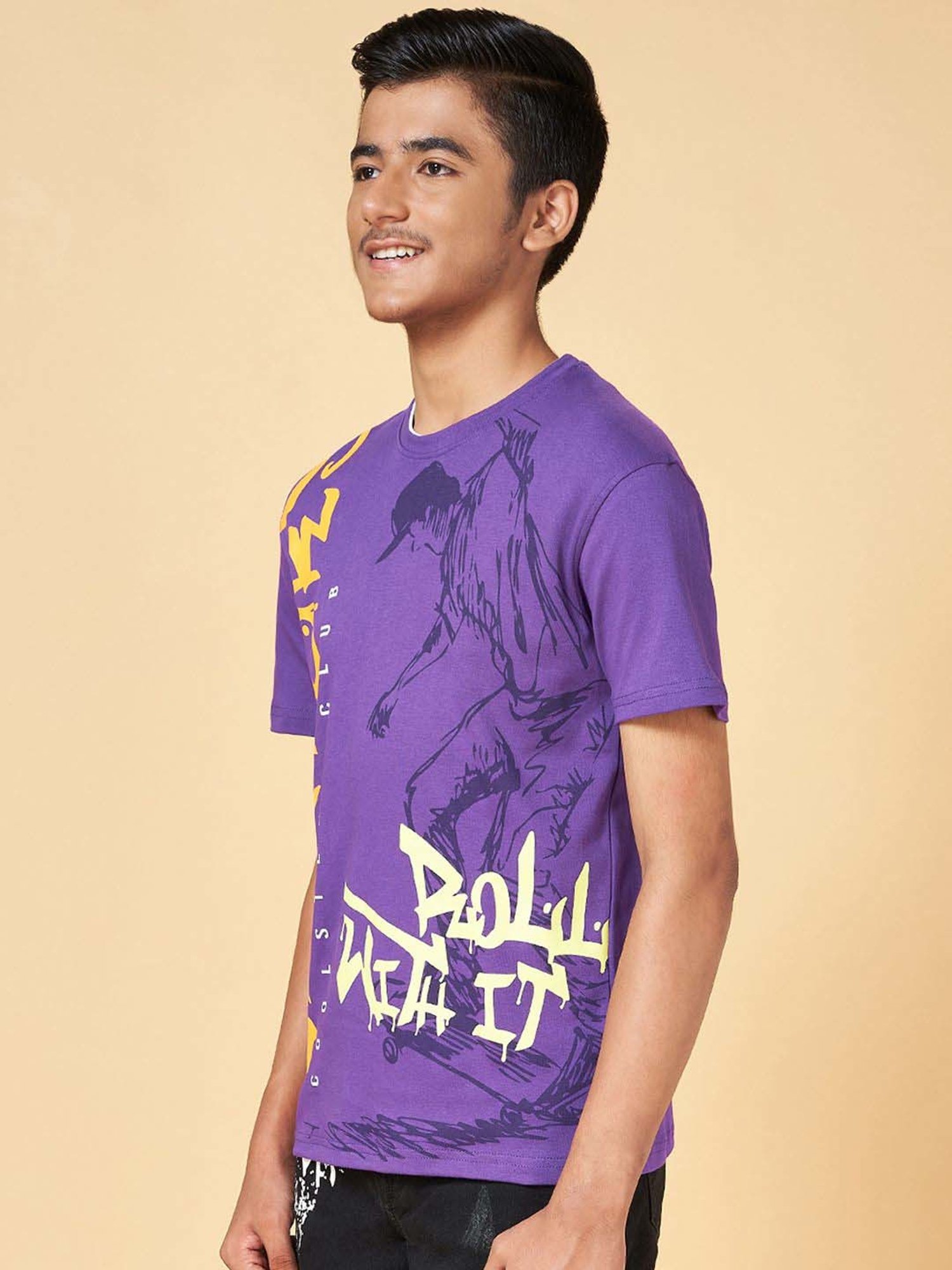 Coolsters by Pantaloons Boys Purple Cotton Printed T-Shirt