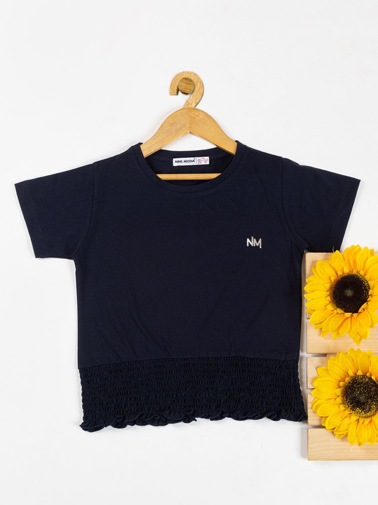 NINS MODA Kids Navy Solid Crop Top