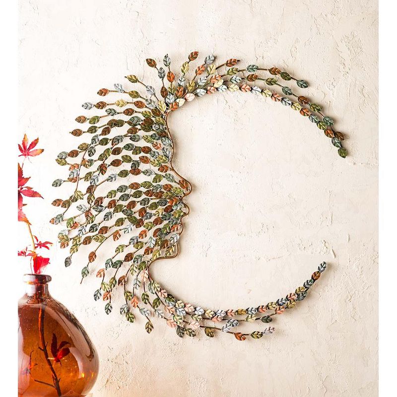 Wind & Weather Handcrafted Metal Multi-Colored Willow Branch Moon Face Wall Art