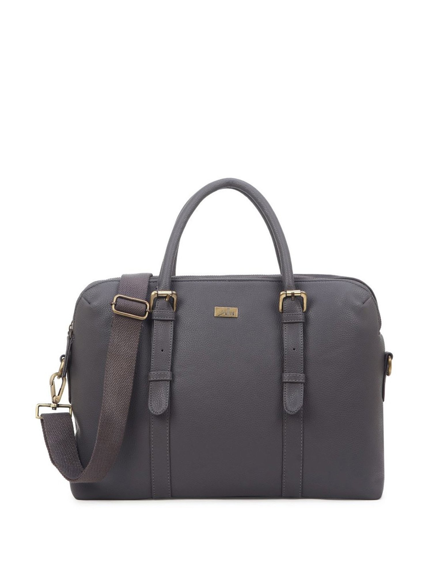 Yelloe Dark Grey PU Solid Laptop Messenger Bag