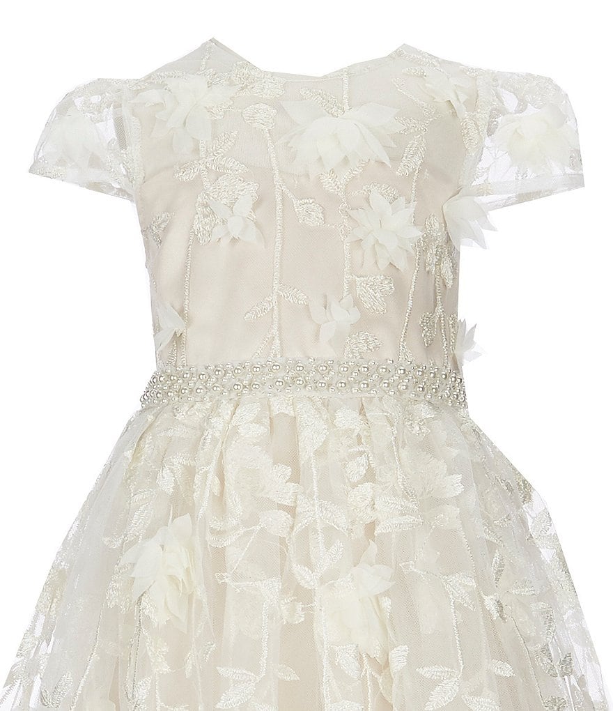 Us Angels Big Girls 6-14 Sleeveless Madison Embroidered Horsehair Communion Dress