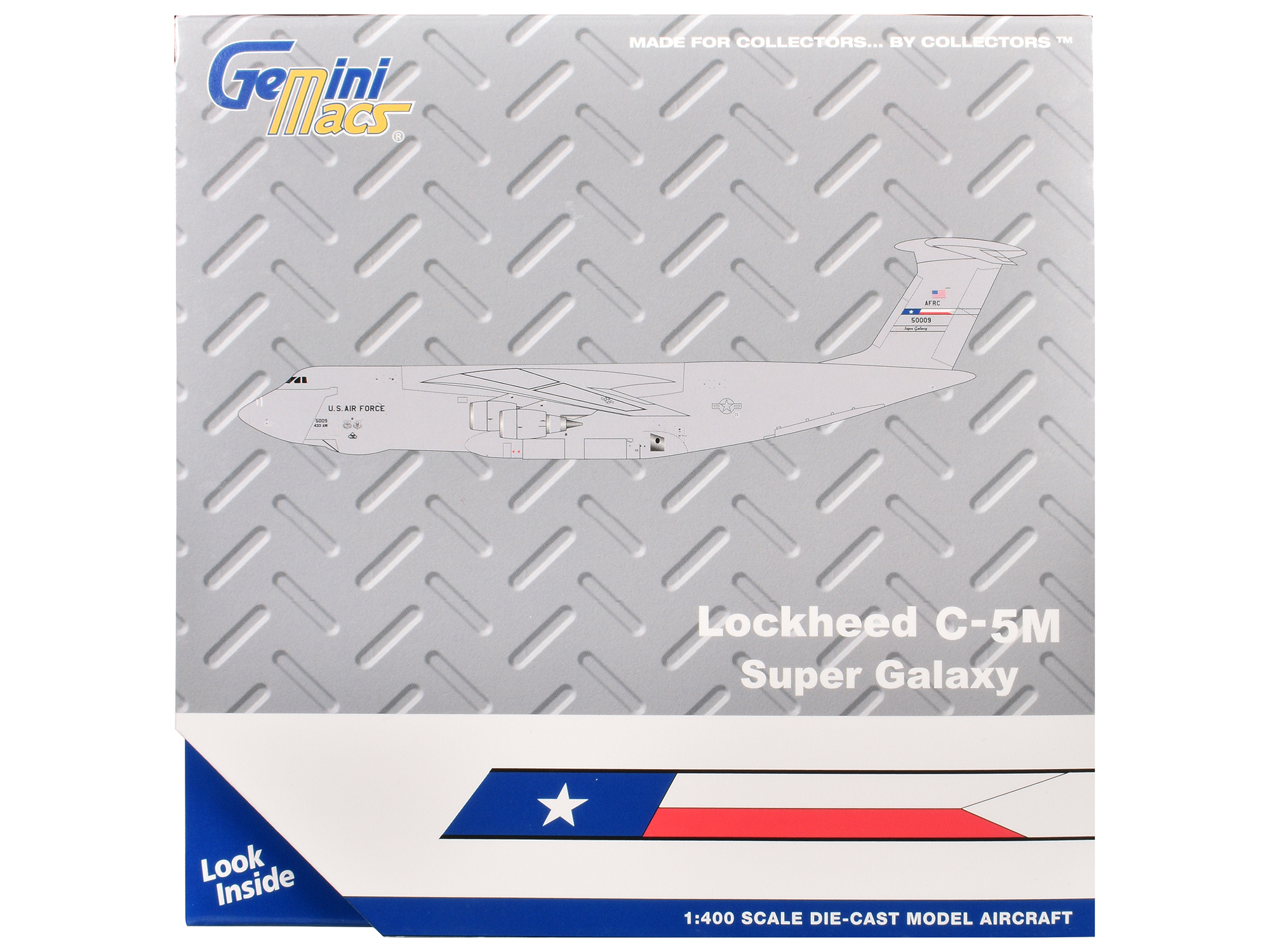 Lockheed C-5M Super Galaxy Transport Aircraft "Lackland Air Force Base" United States Air Force (85-0009) Gray "Gemini Macs" Series 1/400 Diecast Model Airplane by GeminiJets