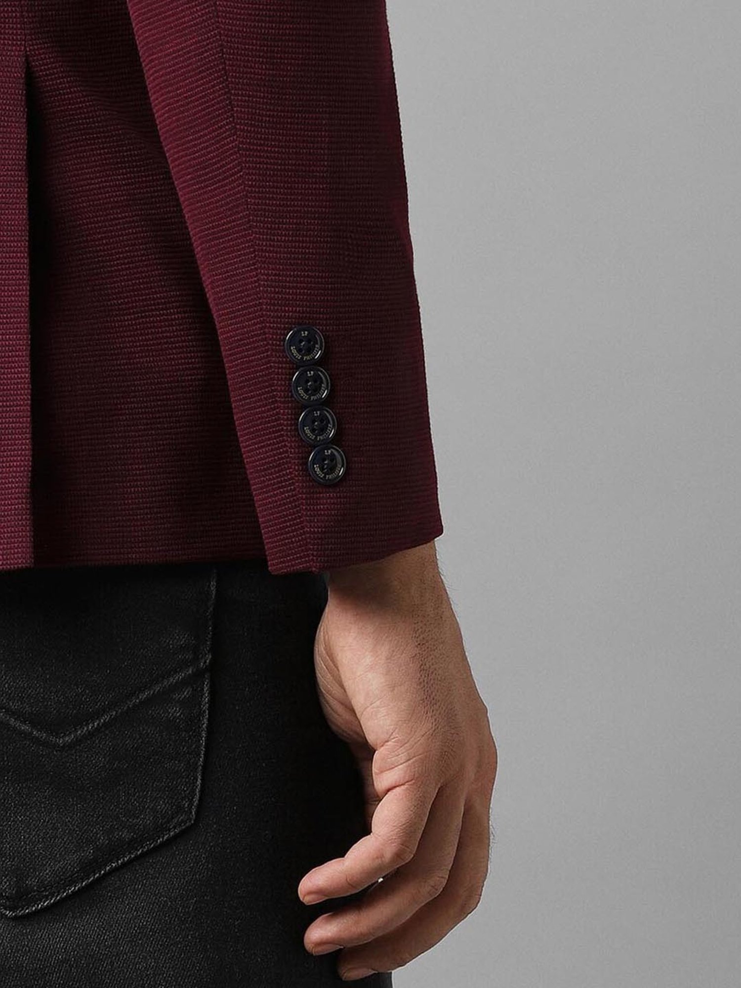Louis Philippe Sport Maroon Cotton Slim Fit Blazer