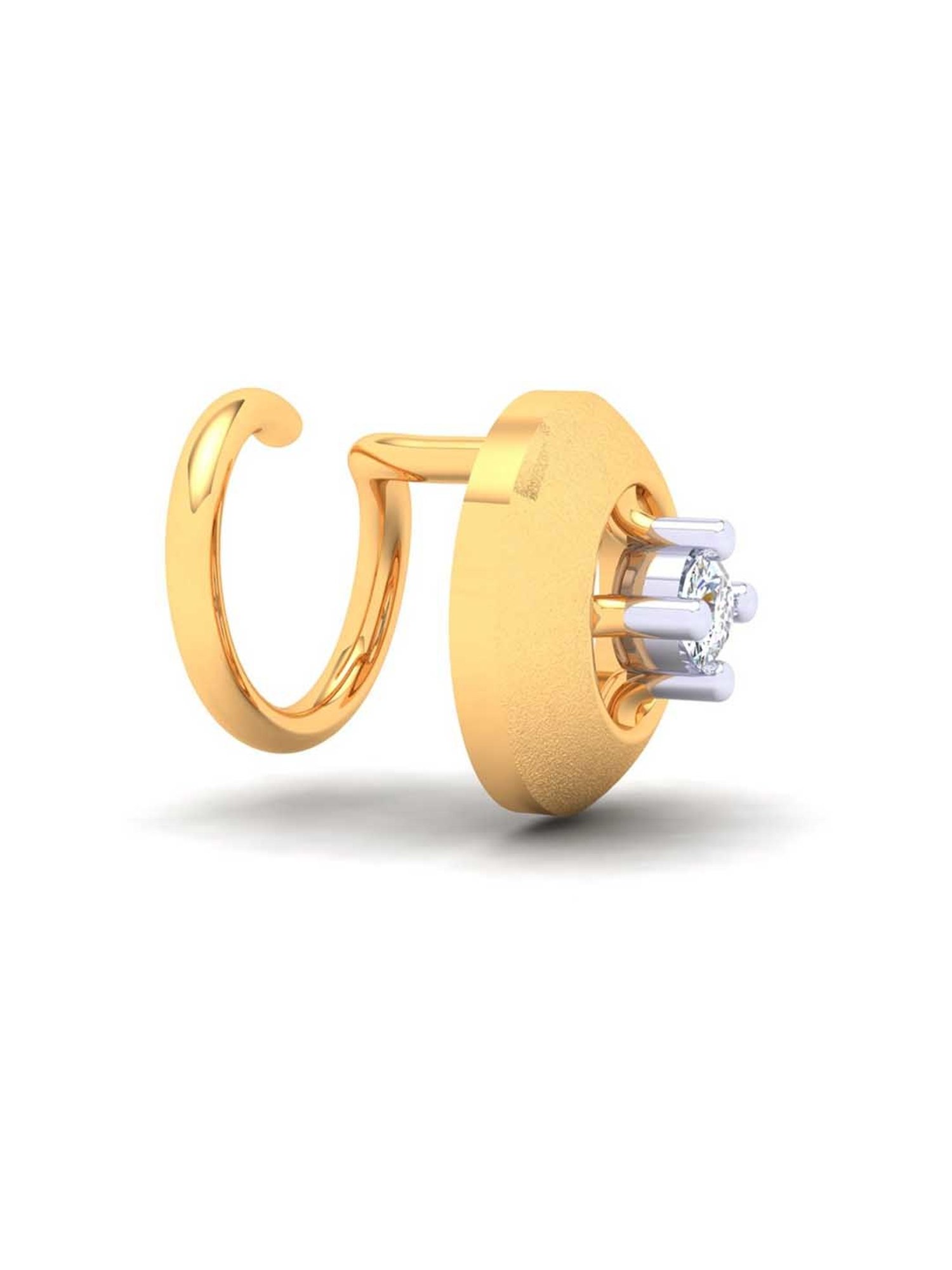 P.C. Chandra Jewellers 22k Gold Circle Shape White Stone Nosepin