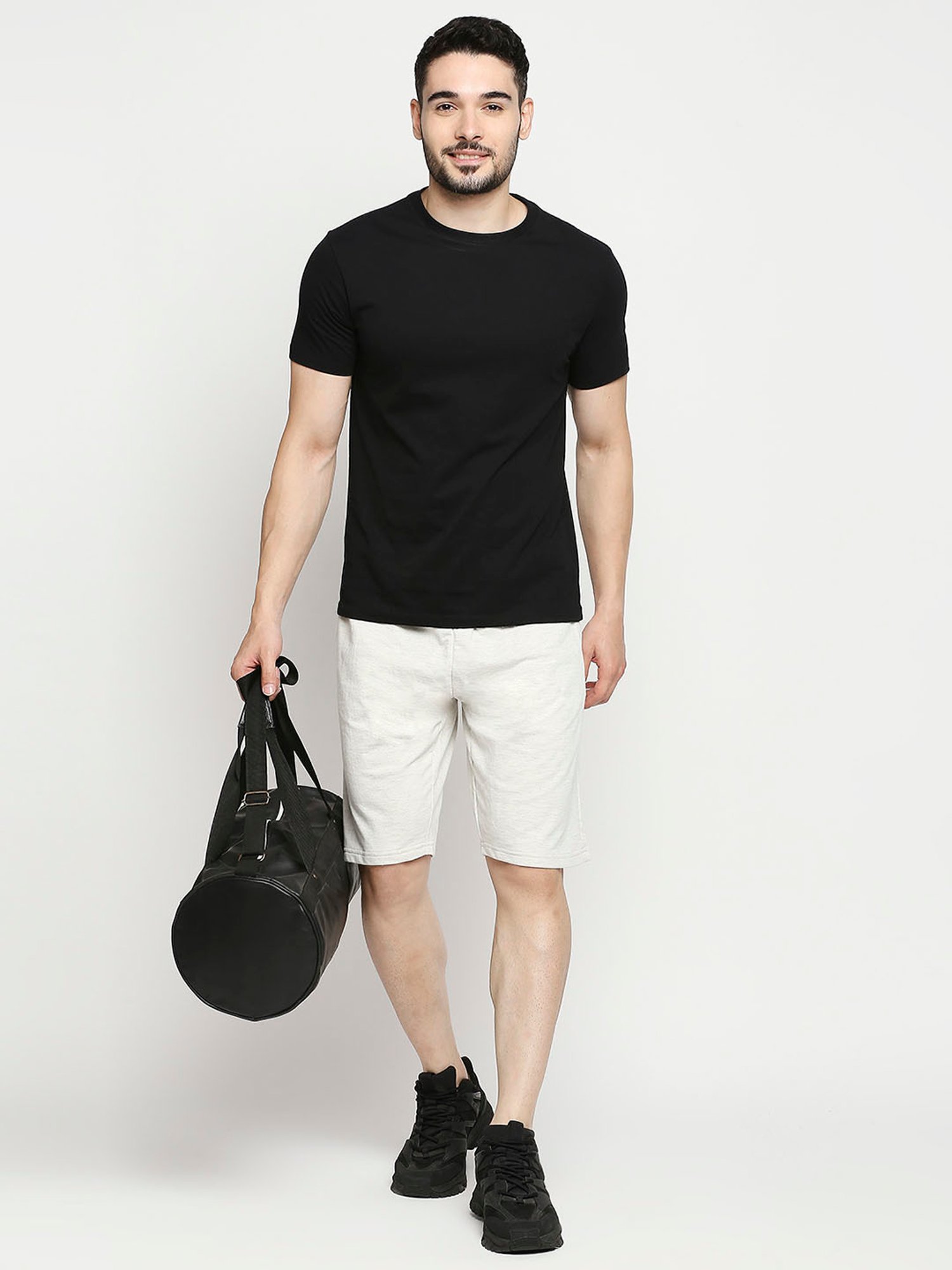 UnderJeans by Spykar White Cotton Regular Fit Shorts