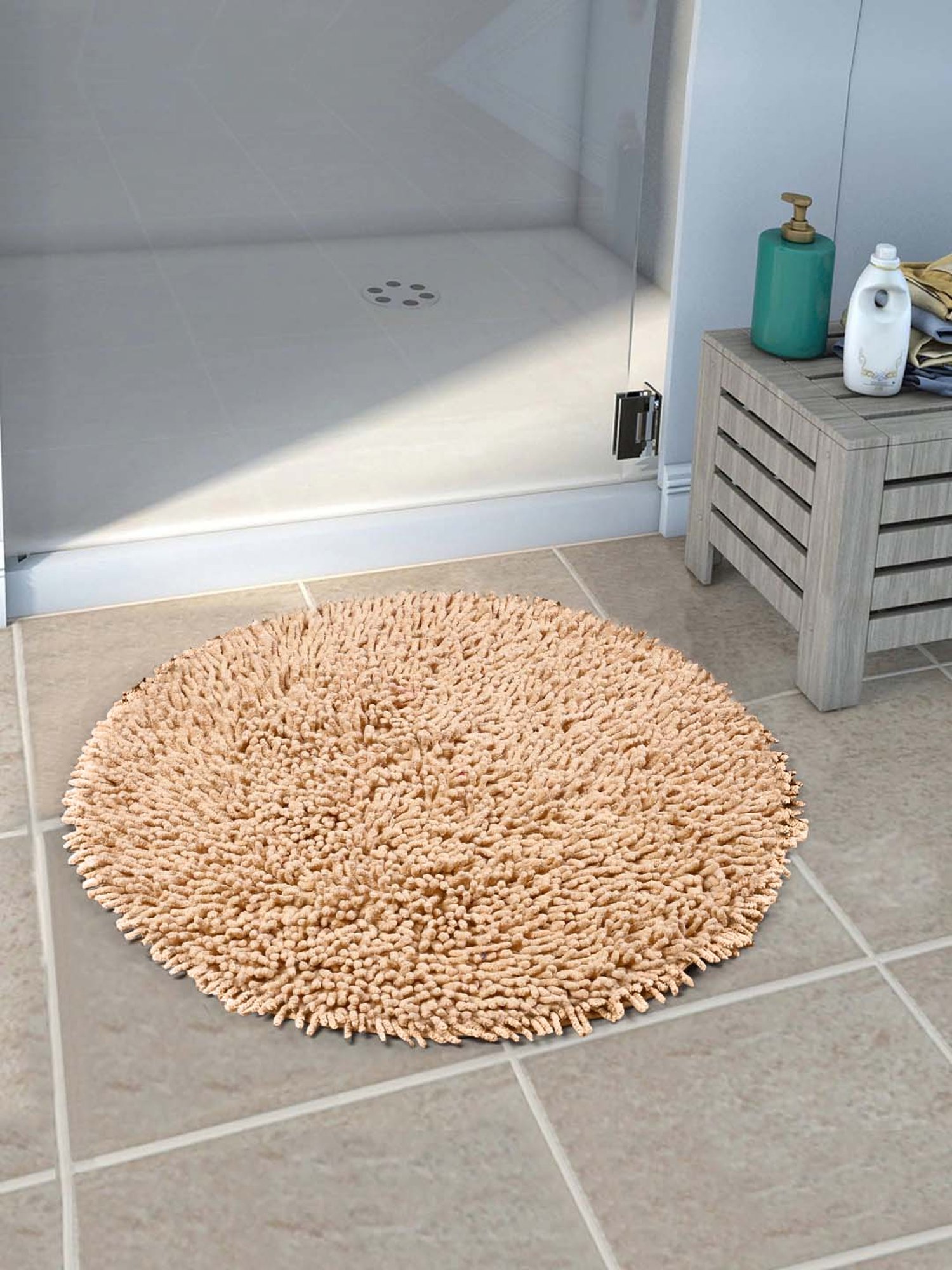 Saral Home Beige Cotton 1111 GSM Floor Mat - Set of 1