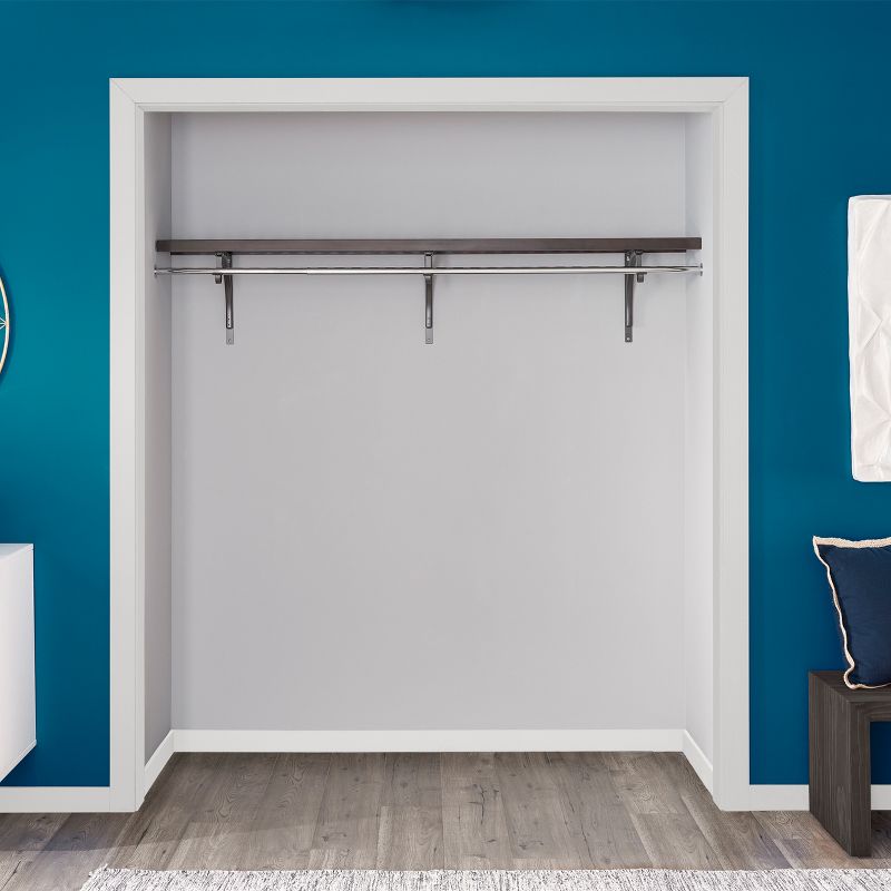 ClosetMaid Premium Wood Solid Closest Shelf Wall Organizer Rack with Brackets and Installation Kit, Espresso