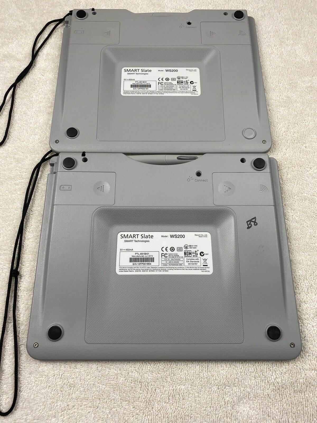 Lot of 2 Smart Slate WS200 Wireless Bluetooth Graphic Tablet Pad PTL-831B/01