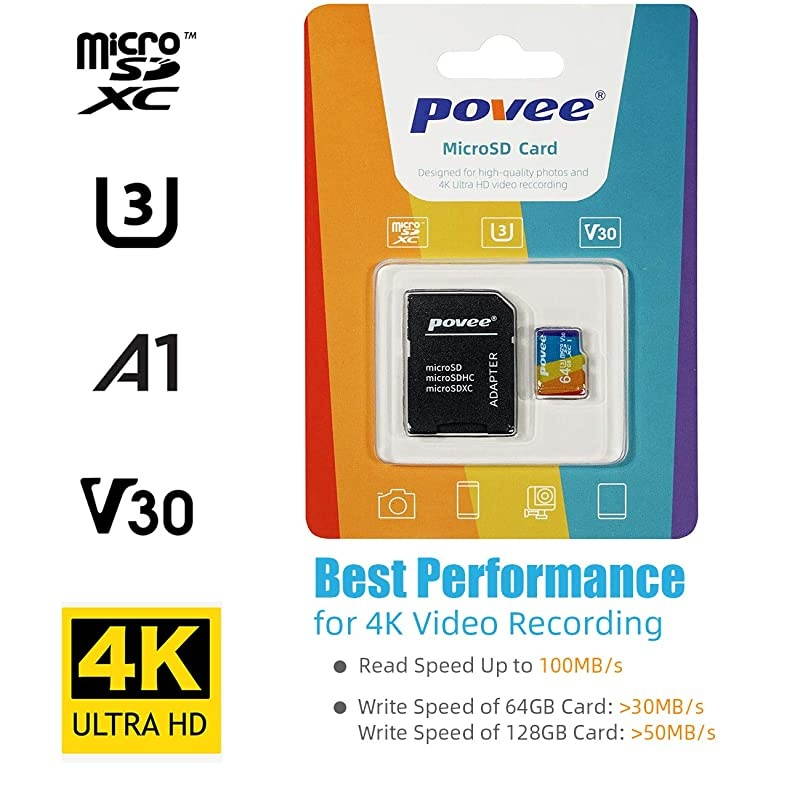 Micro SD Card with AdapterU3 A1 MicroSDXC Card 667X High Speed Up to 100MBs UHSI MicroSD UHS1 Class 10 Memory Card for Android Smartphone Nintendo Galaxy Fire and Gopro