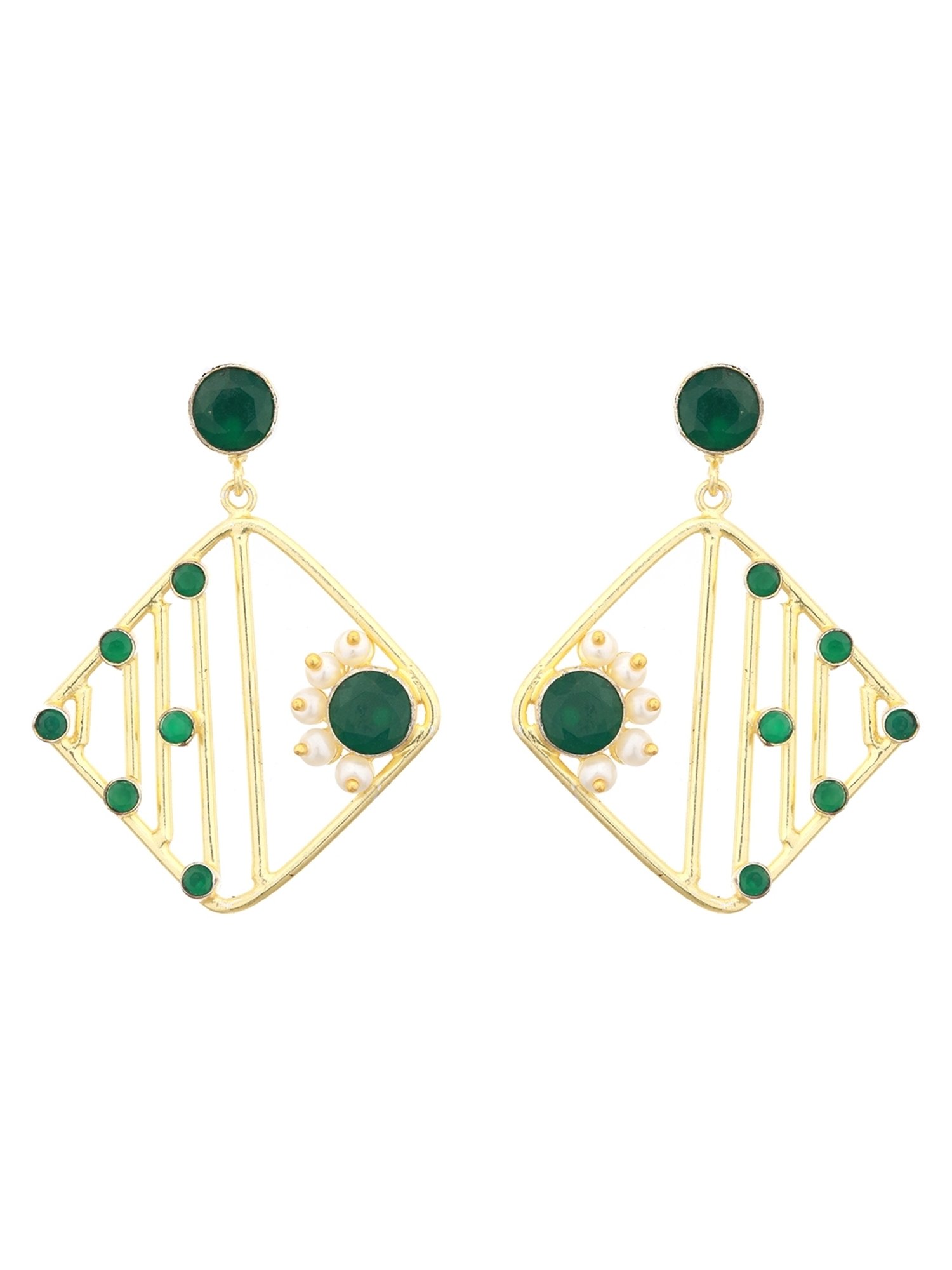 Saraf RS Jewellery Yellow stone studded STUDD Earrings