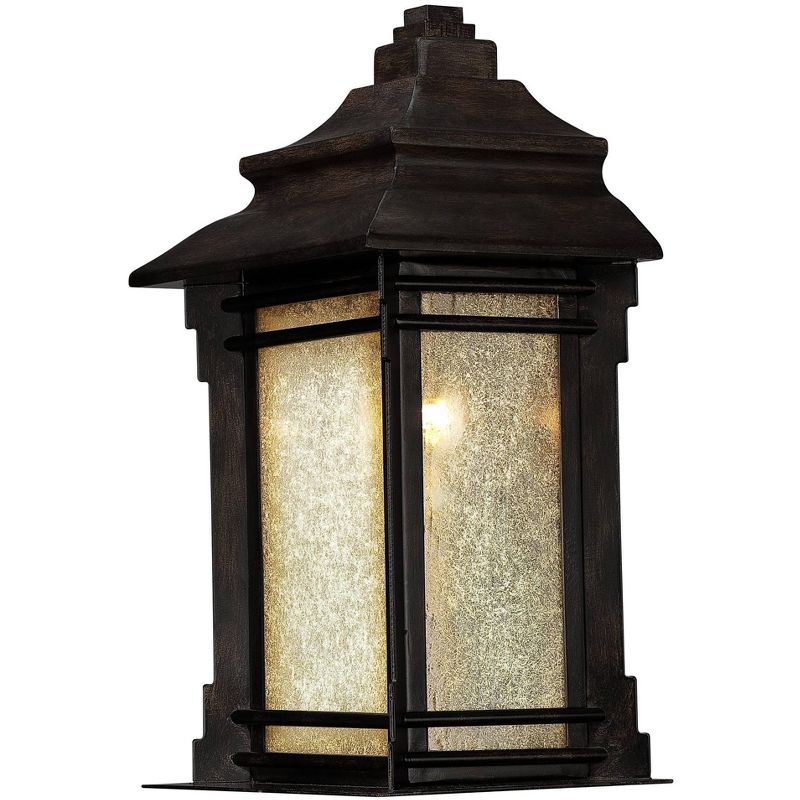Franklin Iron Works Rustic Farmhouse Outdoor Wall Light Fixture Walnut Bronze 16 1/2" Frosted Cream Glass for House Porch Patio