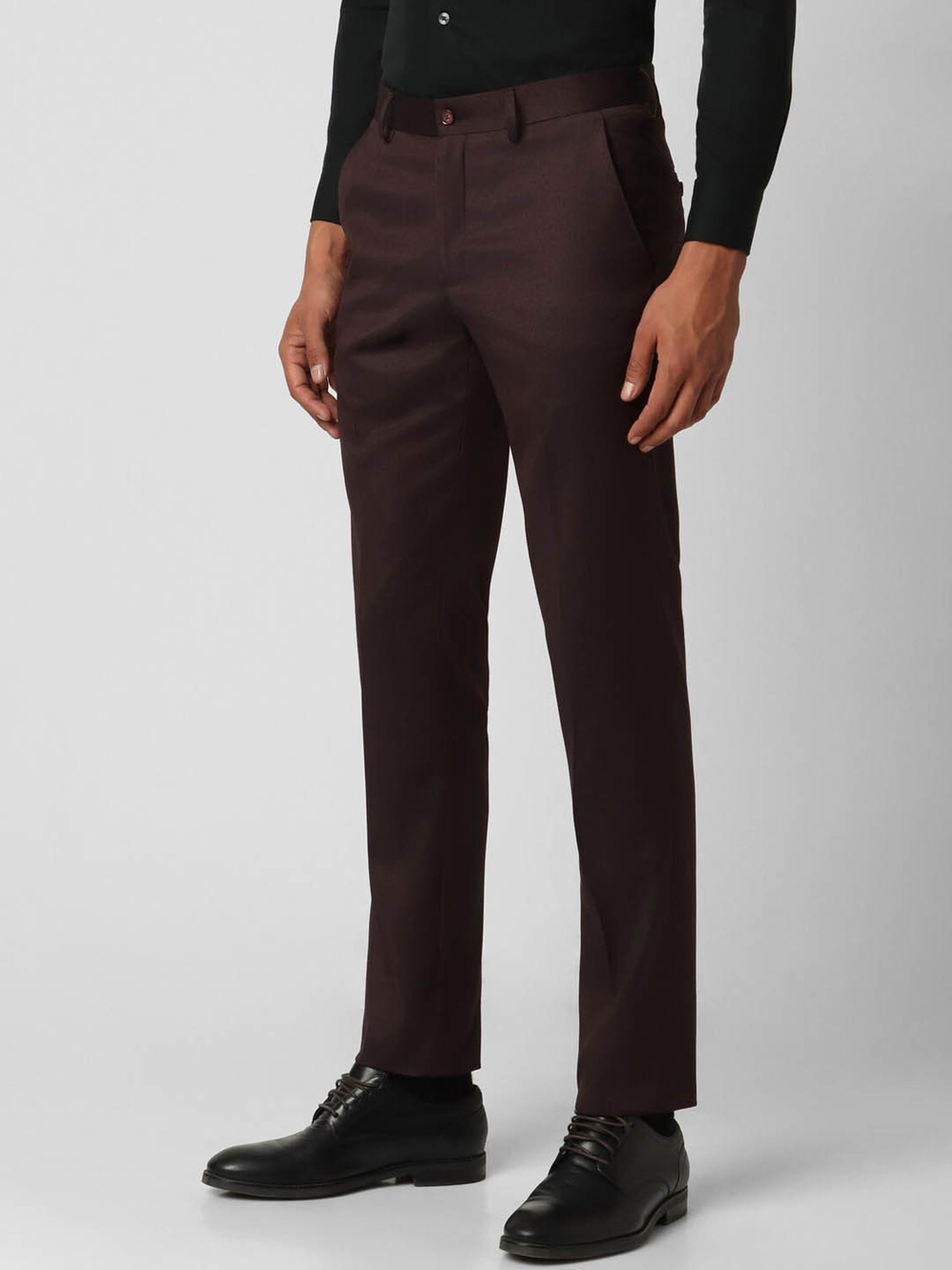 V Dot Maroon Skinny Fit Trousers