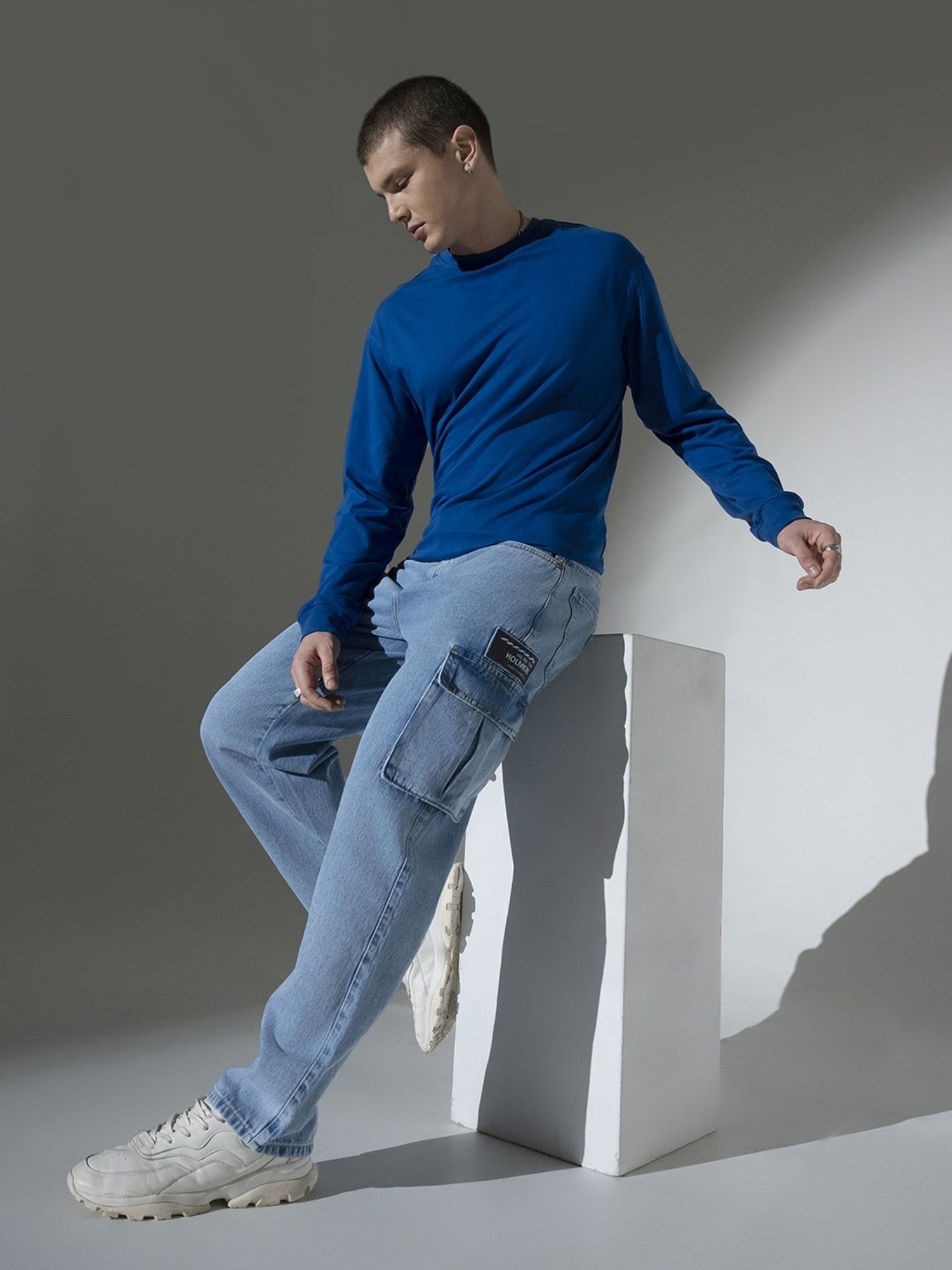 Hubberholme Blue Relaxed Fit Cargo Jeans