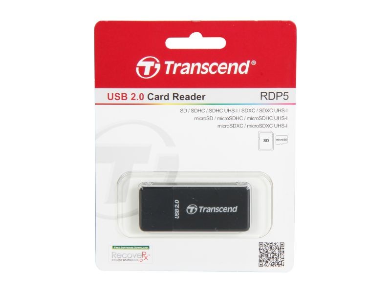 Transcend TS-RDF5K USB 3.0 Support SDHC (UHS-I), SDXC (UHS-I), microSD, microSDHC (UHS-I), and microSDXC (UHS-I) Flash Card Reader