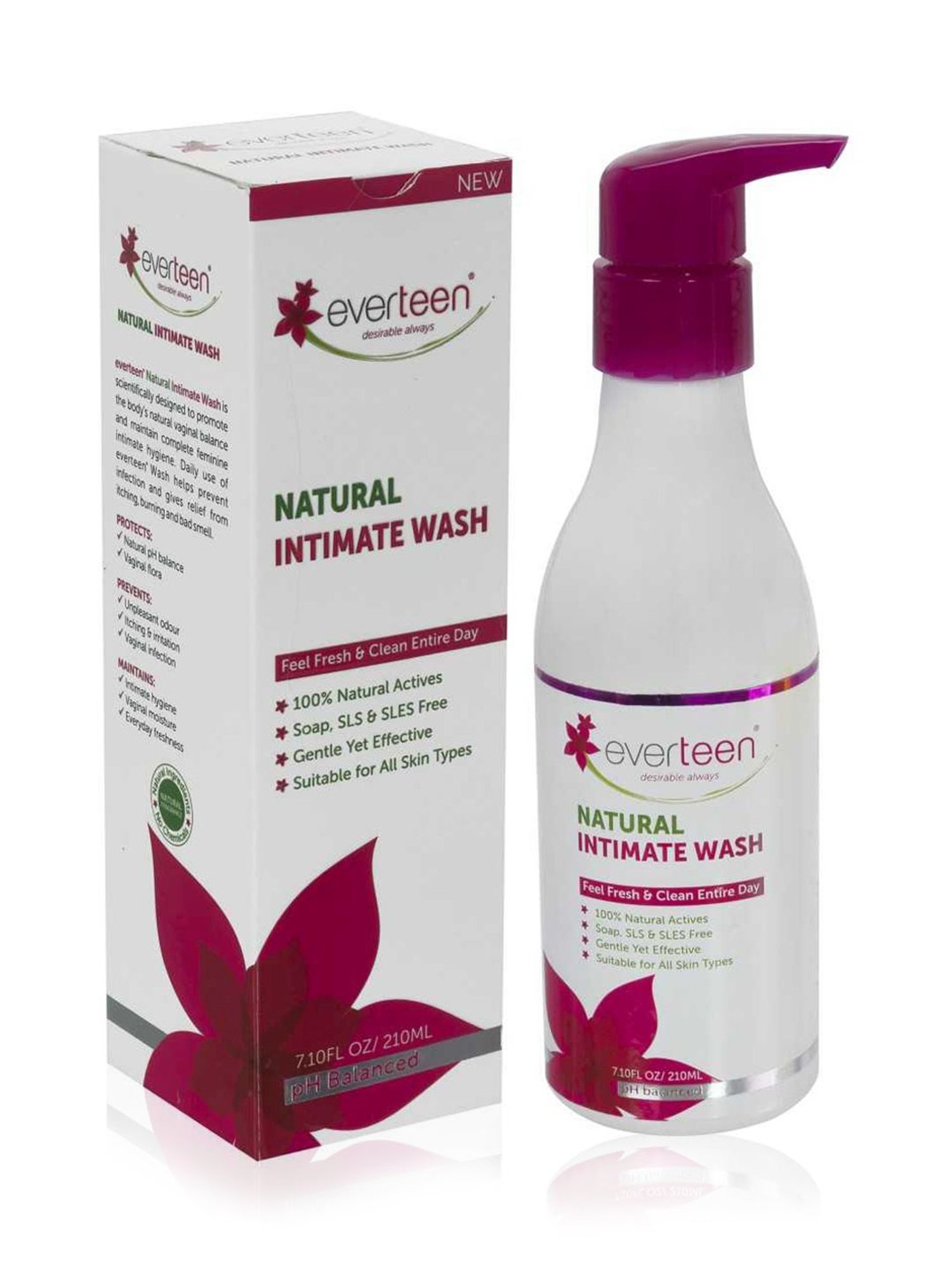 everteen Natural Intimate Wash for Feminine Hygiene in Women - 1 Pack - 210 ml