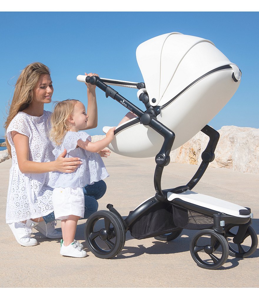 Mima Xari Stroller - Black Chassis with Snow White Reversible Seat and Carrycot