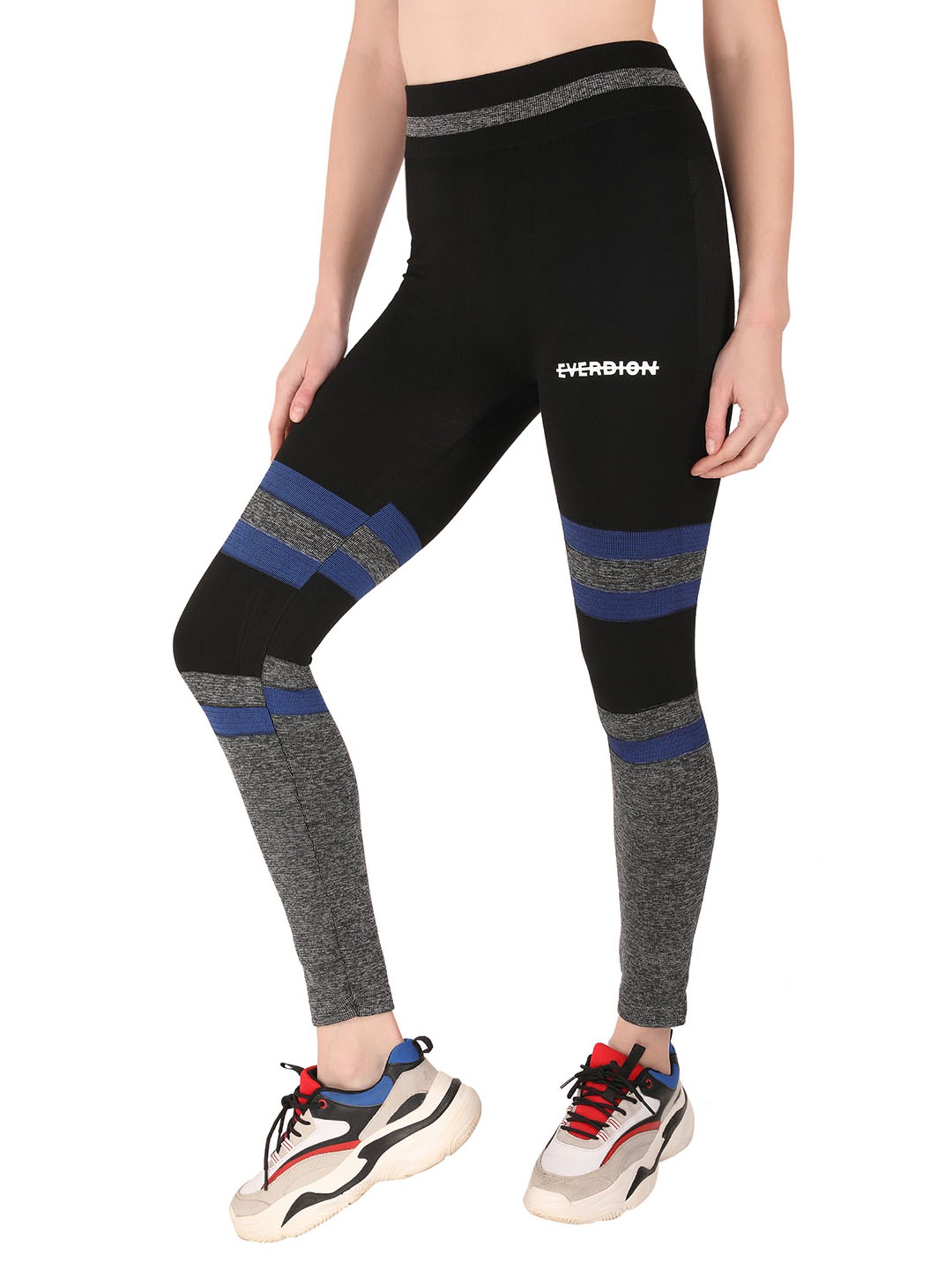 EVERDION Black & Grey Printed Tights