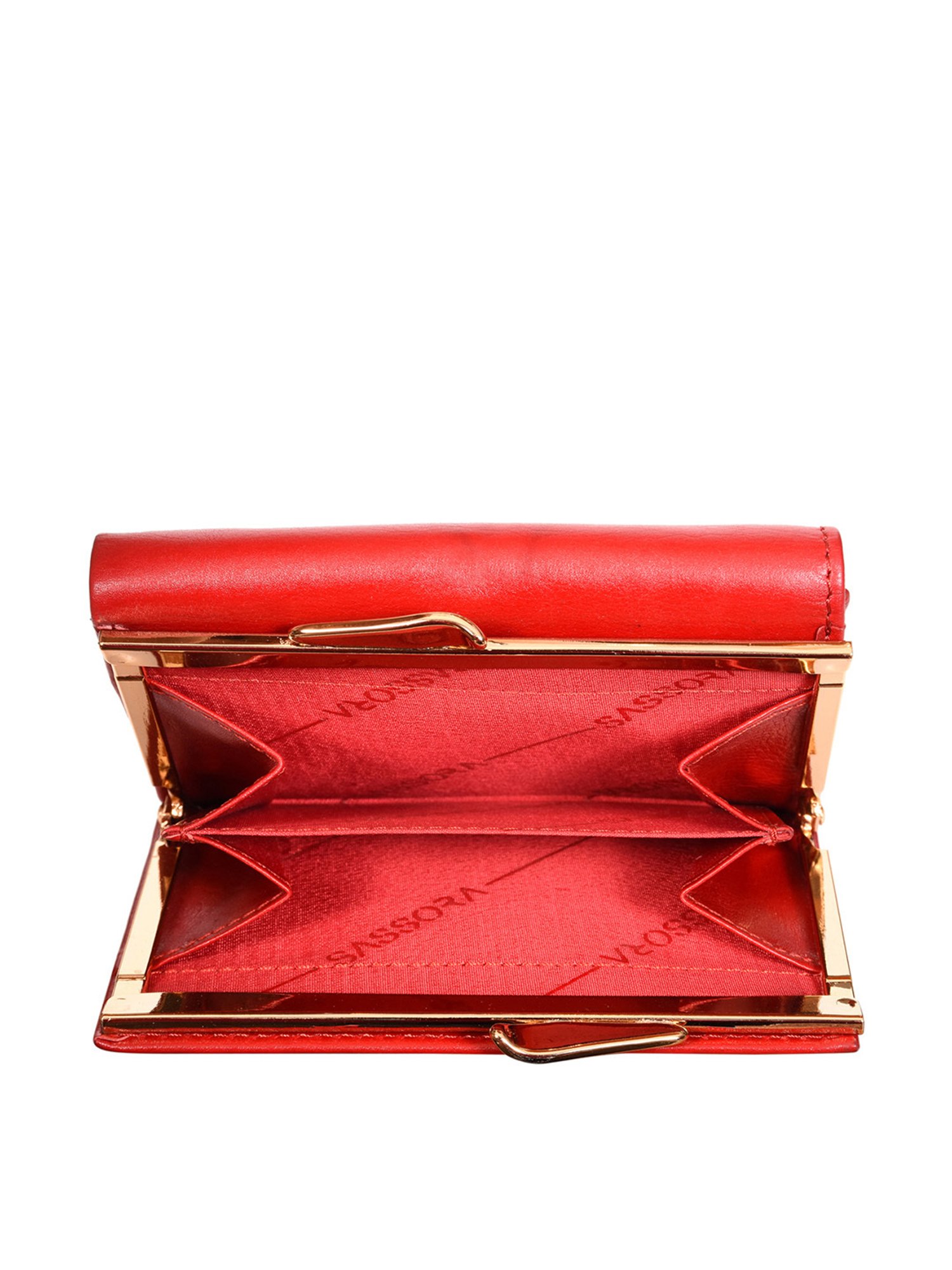 SASSORA Red Solid Rfid Tri-Fold Wallet for Women