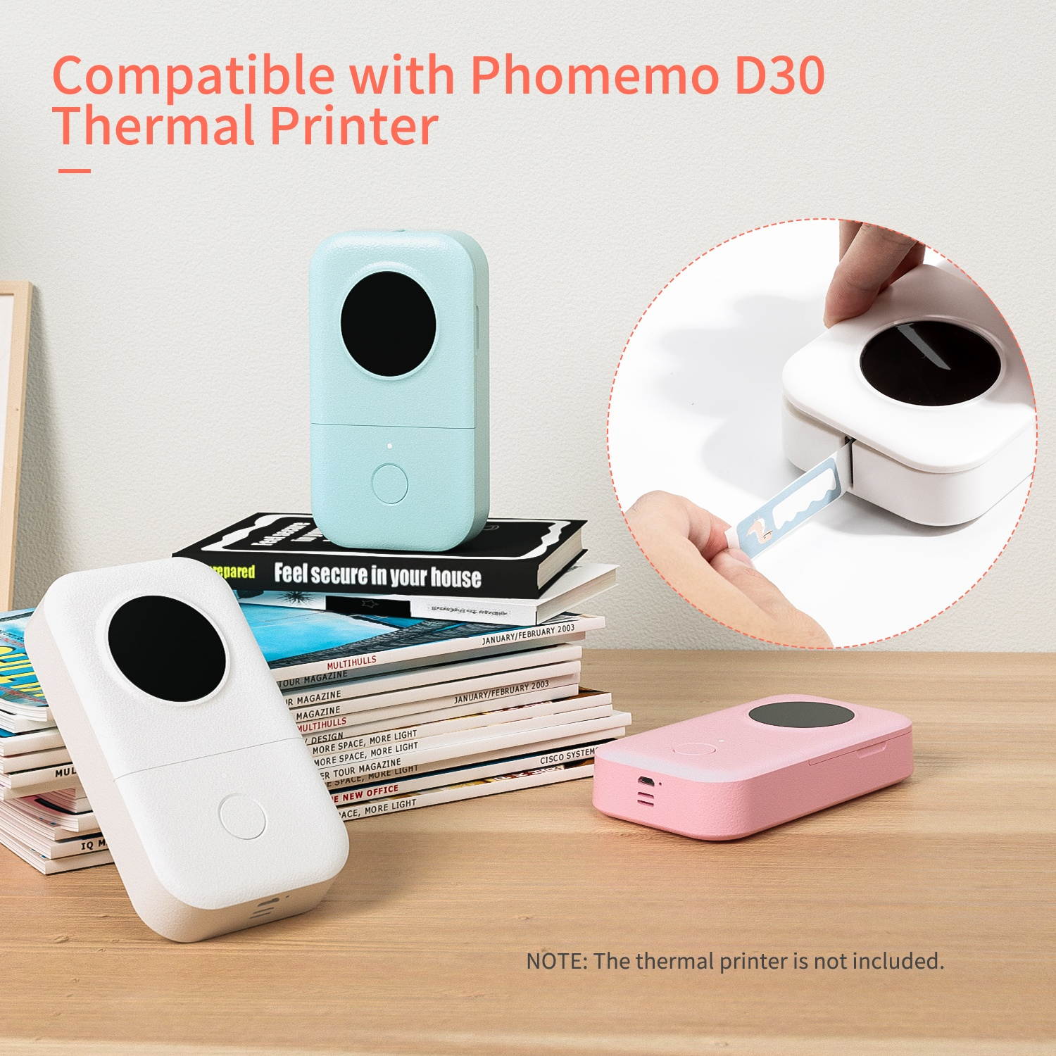 Aibecy Colorful Label Paper Self-Adhesive Thermal Paper Roll 12*30mm 210sheets/roll Compatible with Phomemo D30 Thermal Printer for Home Office Organization