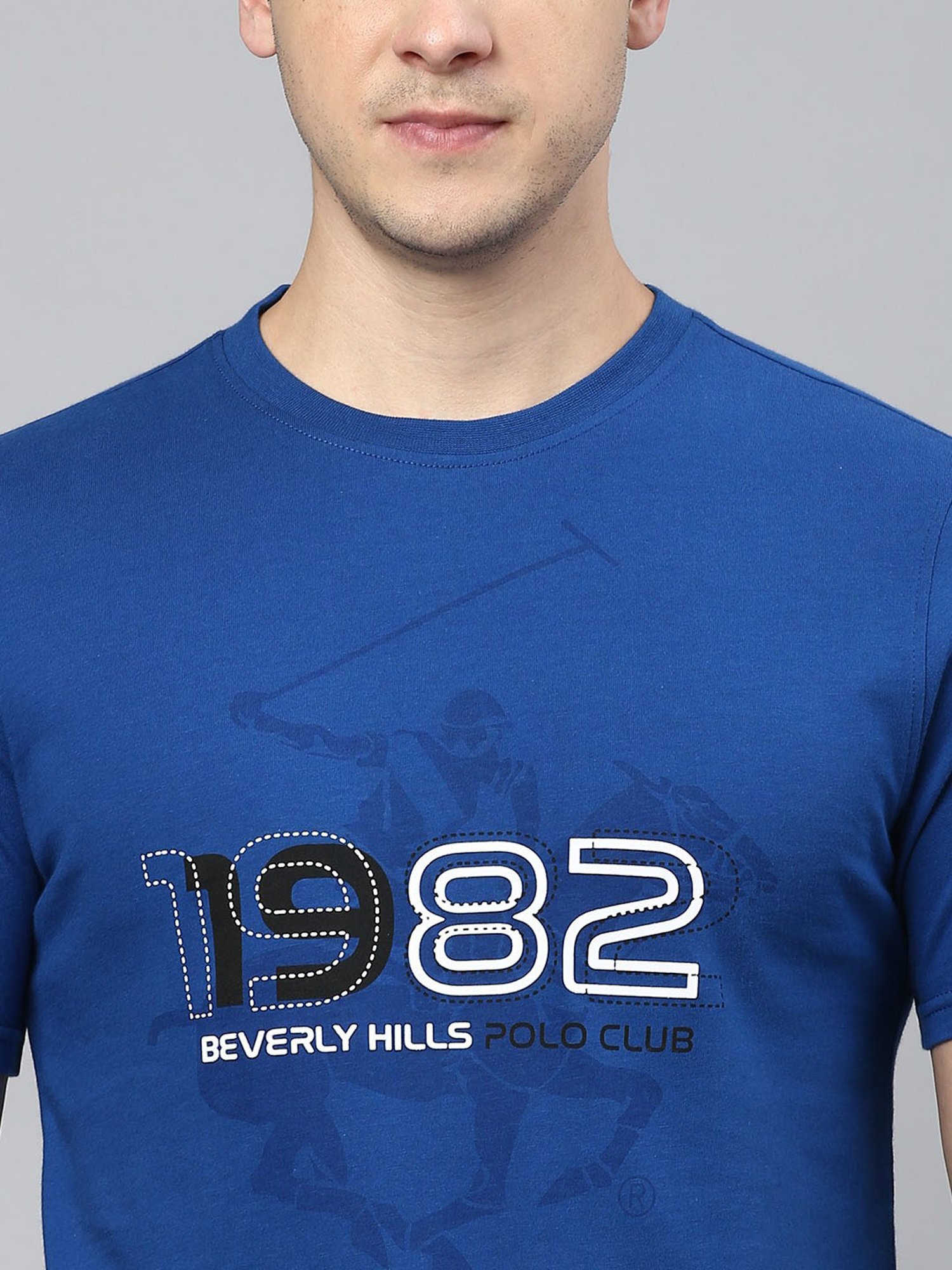 Beverly Hills Polo Club Royal Blue Regular Fit Cotton Crew T-Shirt