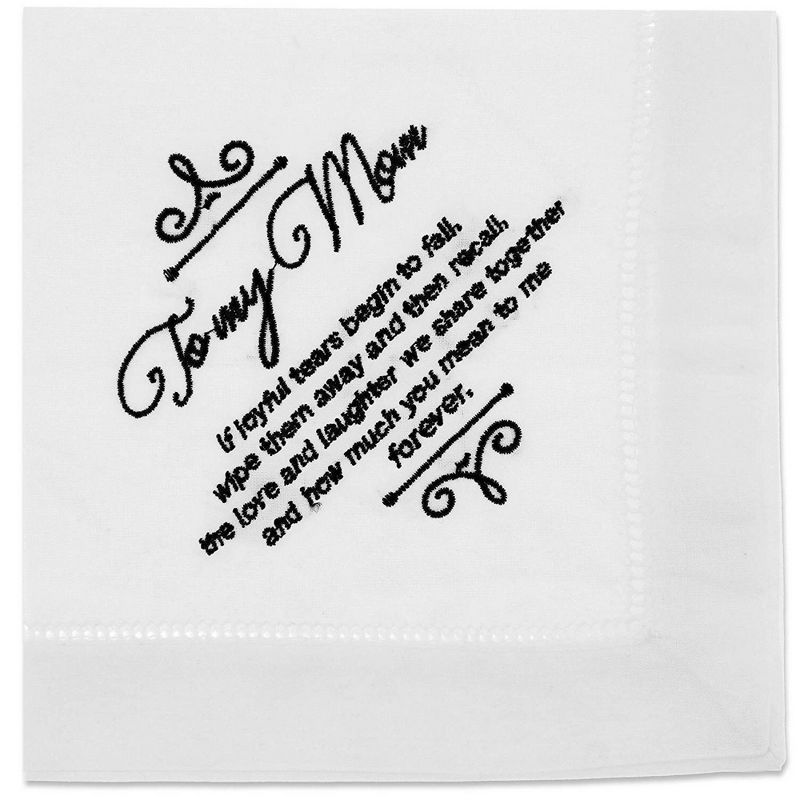 Juvale Embroidered Handkerchief Napkin for Mom, Wedding Gift Keepsake, White (6 Inches)
