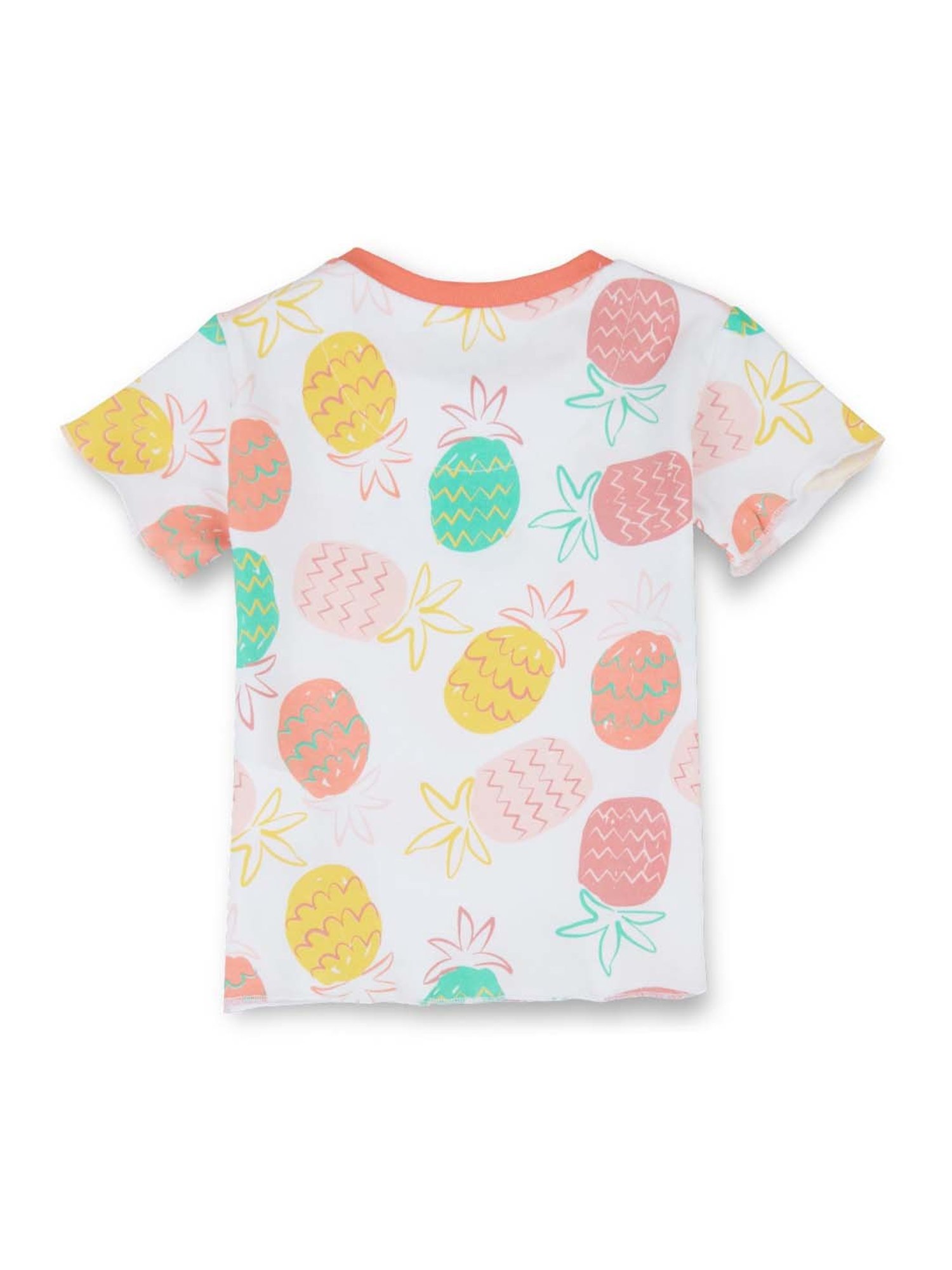 GJ baby Kids White & Peach Cotton Printed T-Shirt Set