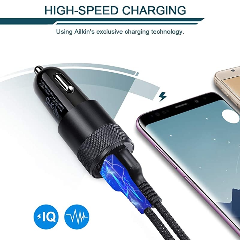 Car Charger  34a Fast Charge Dual Port USB Cargador Carro Lighter Adapter for iPhone X XR XS Max 8 Plus 7s 6s 11 Pro Max iPad Tablet Samsung Galaxy S10 Plus S7 j7 S10e S9 Note 8 LG GPS