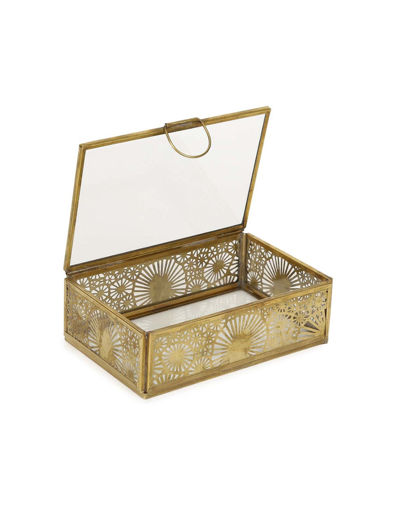 Home4U Gold Glass Small Gris Antique Box
