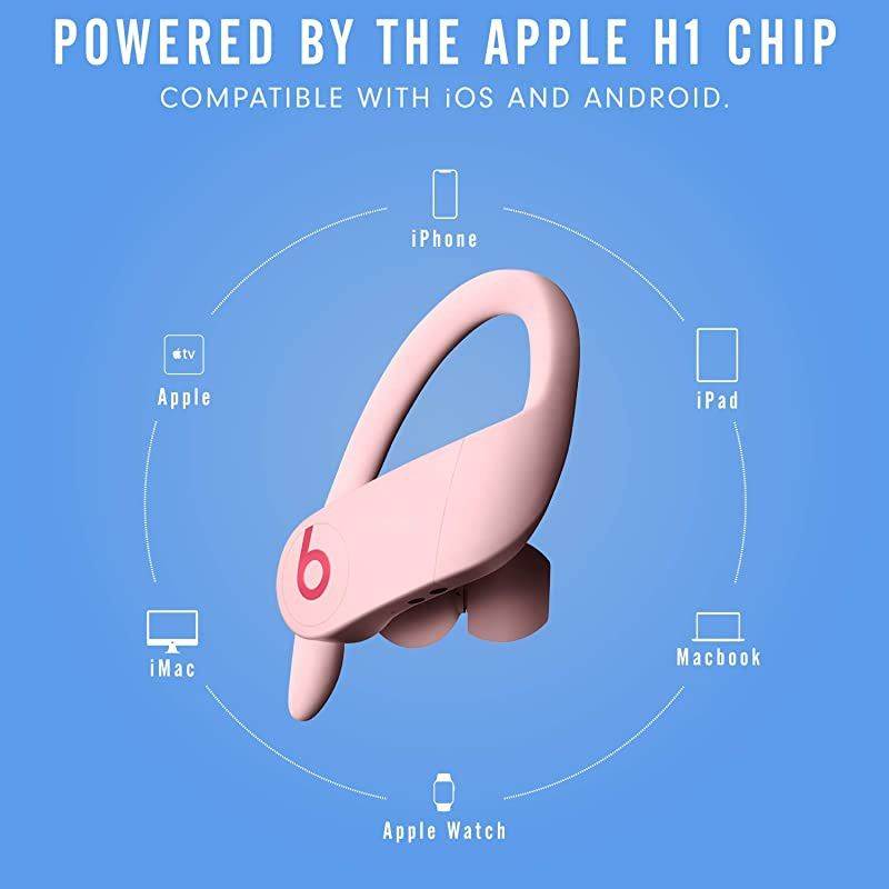 Power Pro Wireless Earbuds - Apple H1 Headphone Chip, Class 1 Bluetooth Headphones, 9 Hours of Listening Time, Sweat Resistant, Built-in Microphone - Cloud Pink