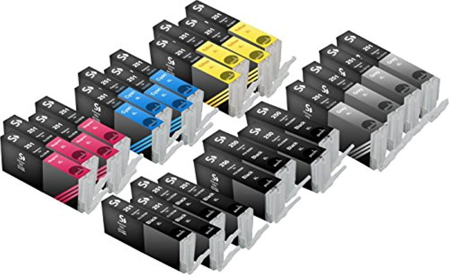 24 pack sherman ink cartridges  for printers pixma mx922, pixma mg5420, pixma mg6320, pixma mg7120, pixma mg5520, pixma ip7220 cli251 bk/c m y gy color/black/grey pgi250bk 250 compatible inkjet cartr