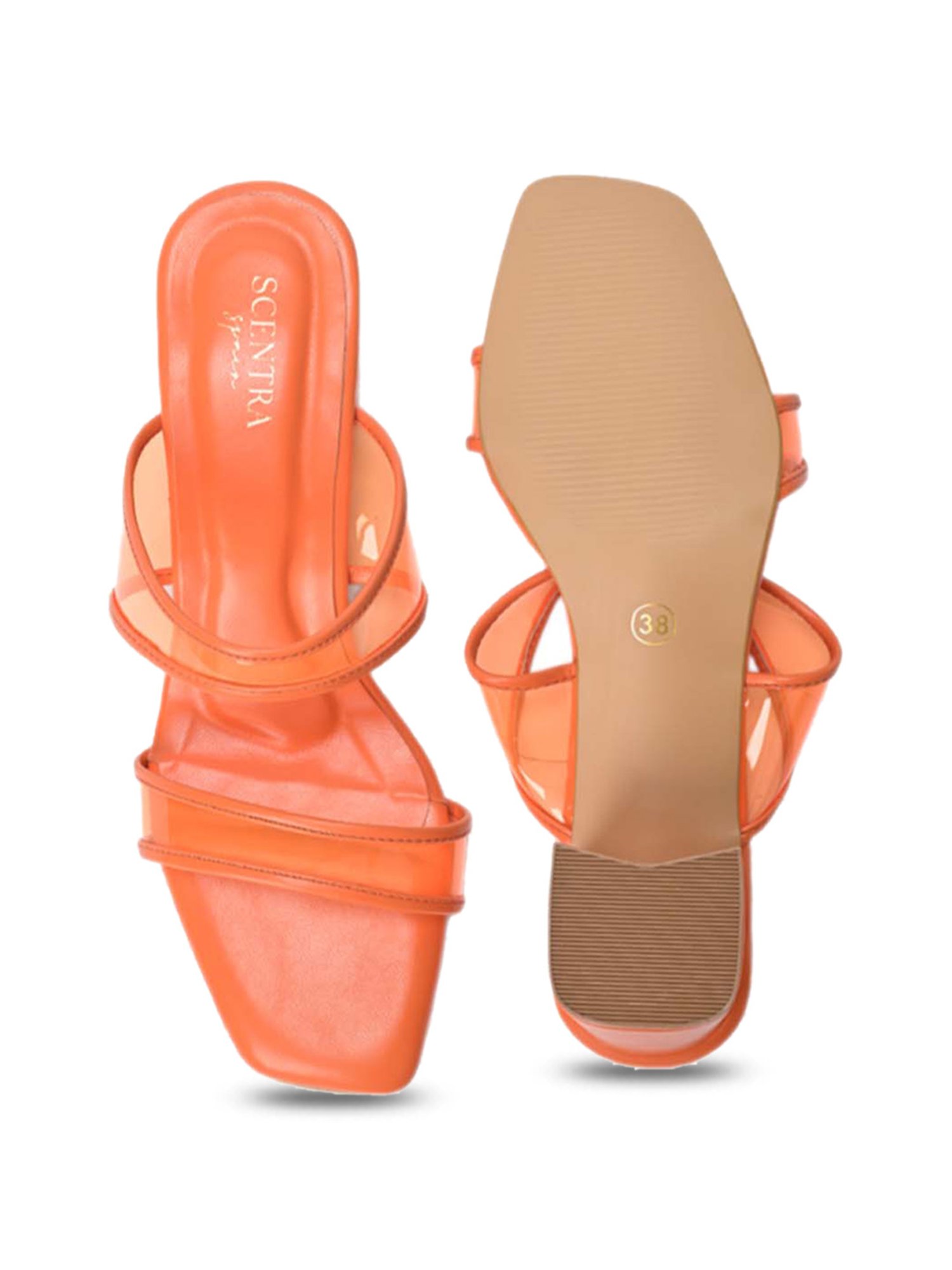 Scentra Women's Orange Casual Sandals