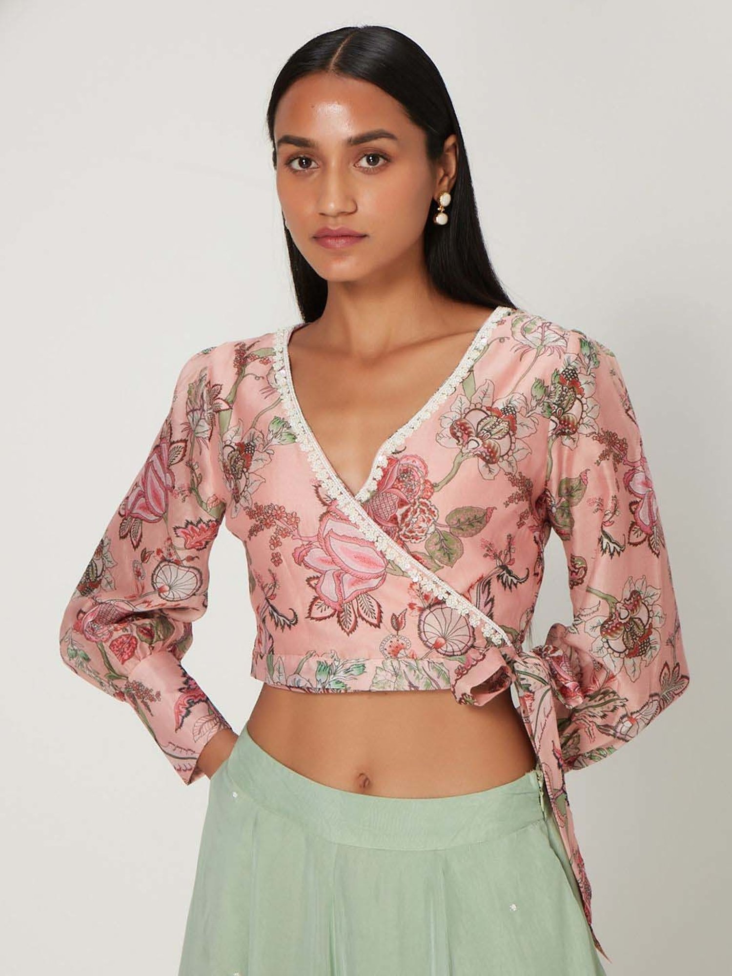 Ancestry Rose Pink Floral Print Crop Top