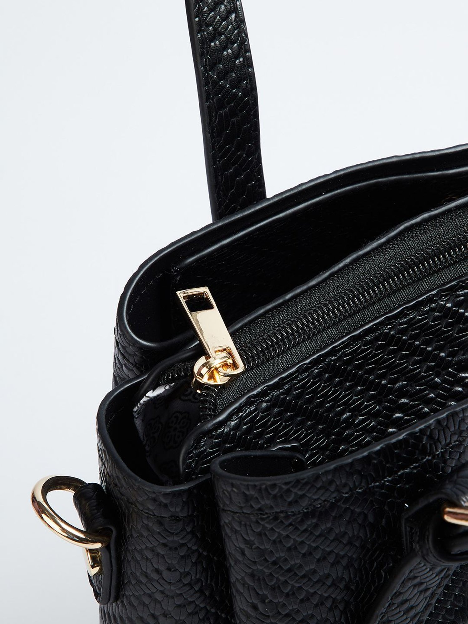 Code by Lifestyle Black Textured Handbag